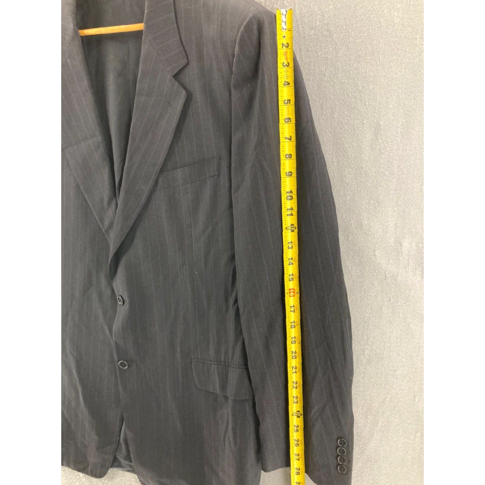 Canali Canali Suit Jacket Mens 46 XL Black Striped Wool Three-Button Extra Long Classic Size 46R - 4 Thumbnail
