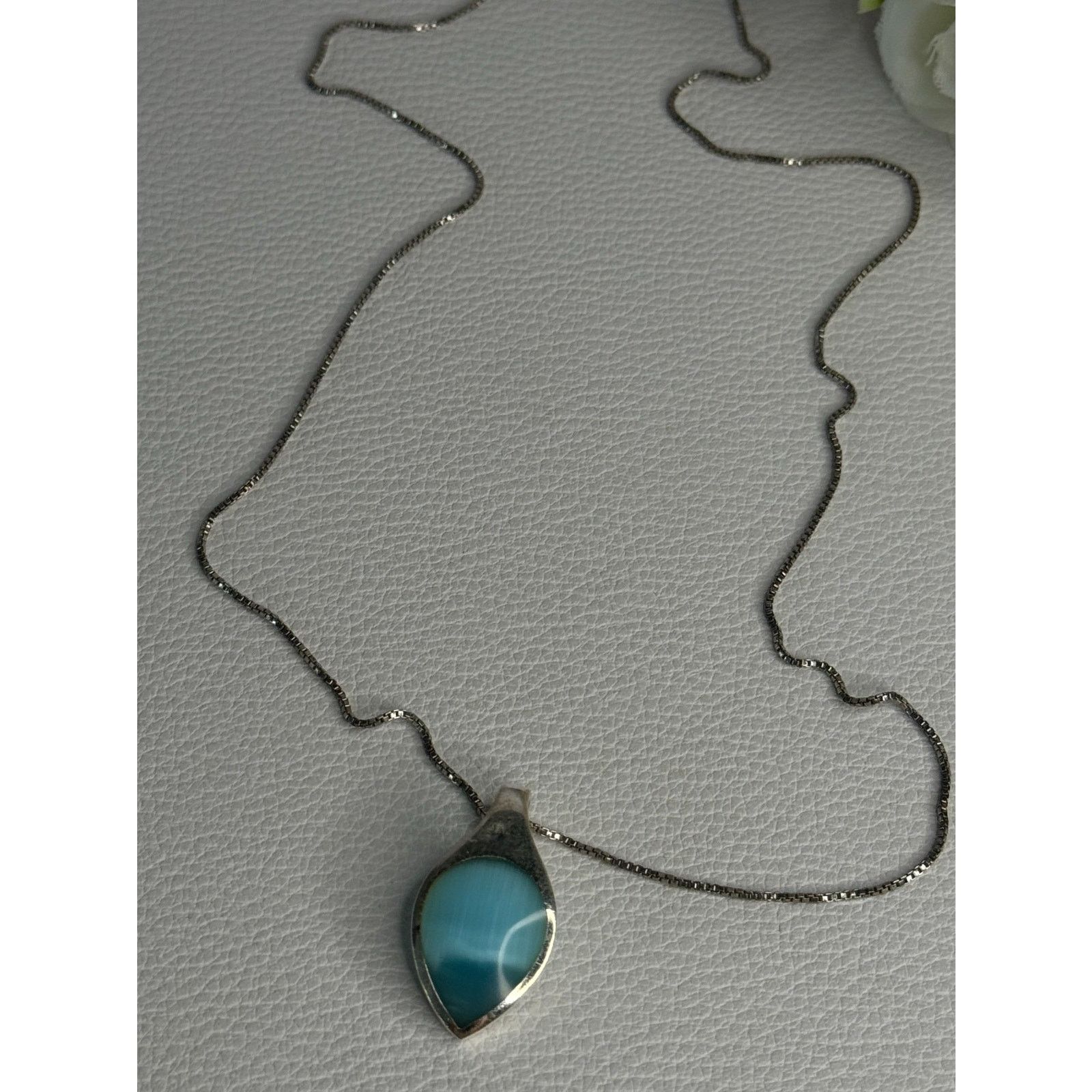 Jewelry 925 STERLING SILVER LARIMAR NECKLACE LENGTH 18 INCH Size ONE SIZE - 4 Thumbnail