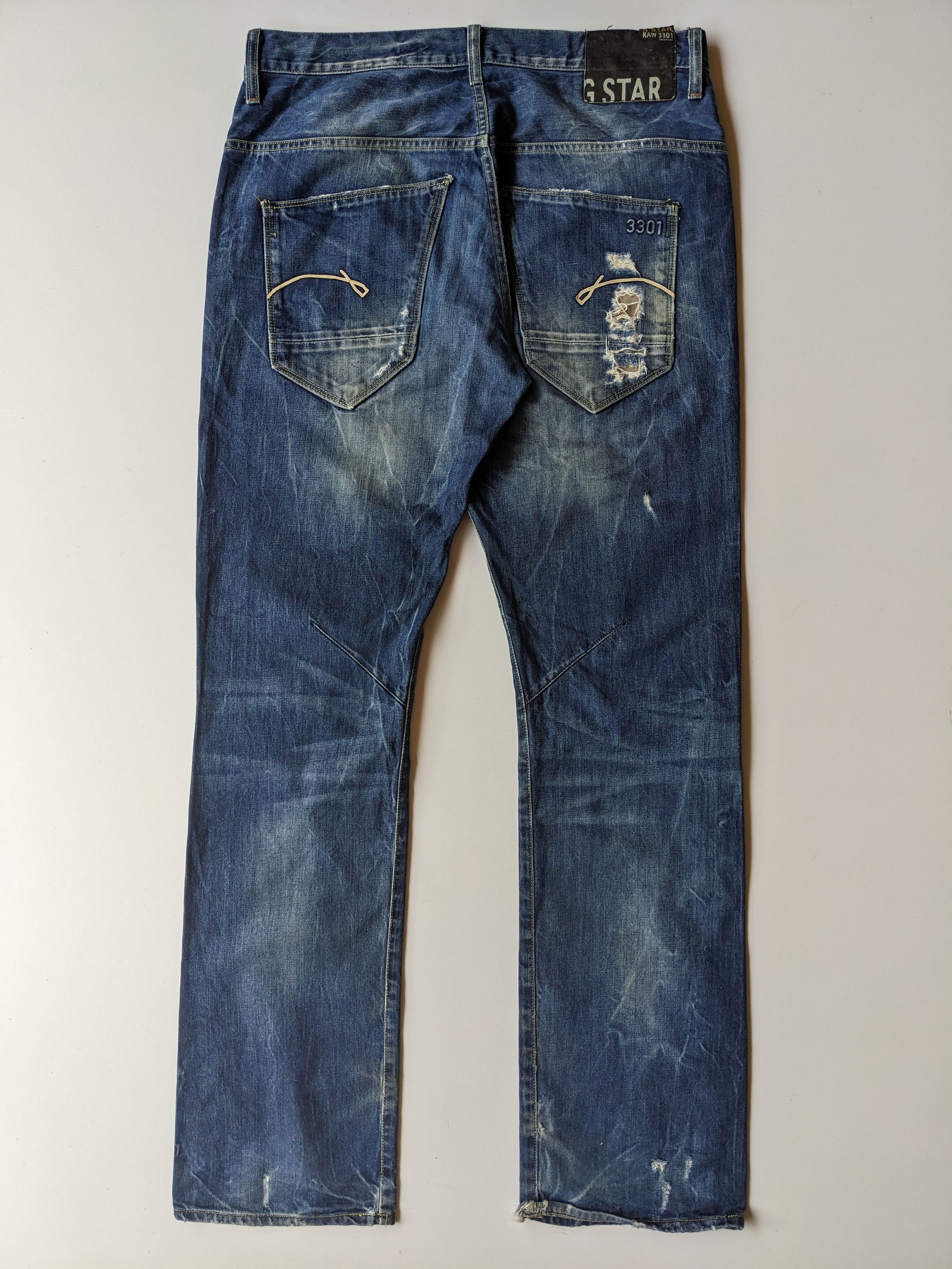 G-Star G-Star Raw 3301 faded distressed jeans Size US 34 / EU 50 - 2 Thumbnail