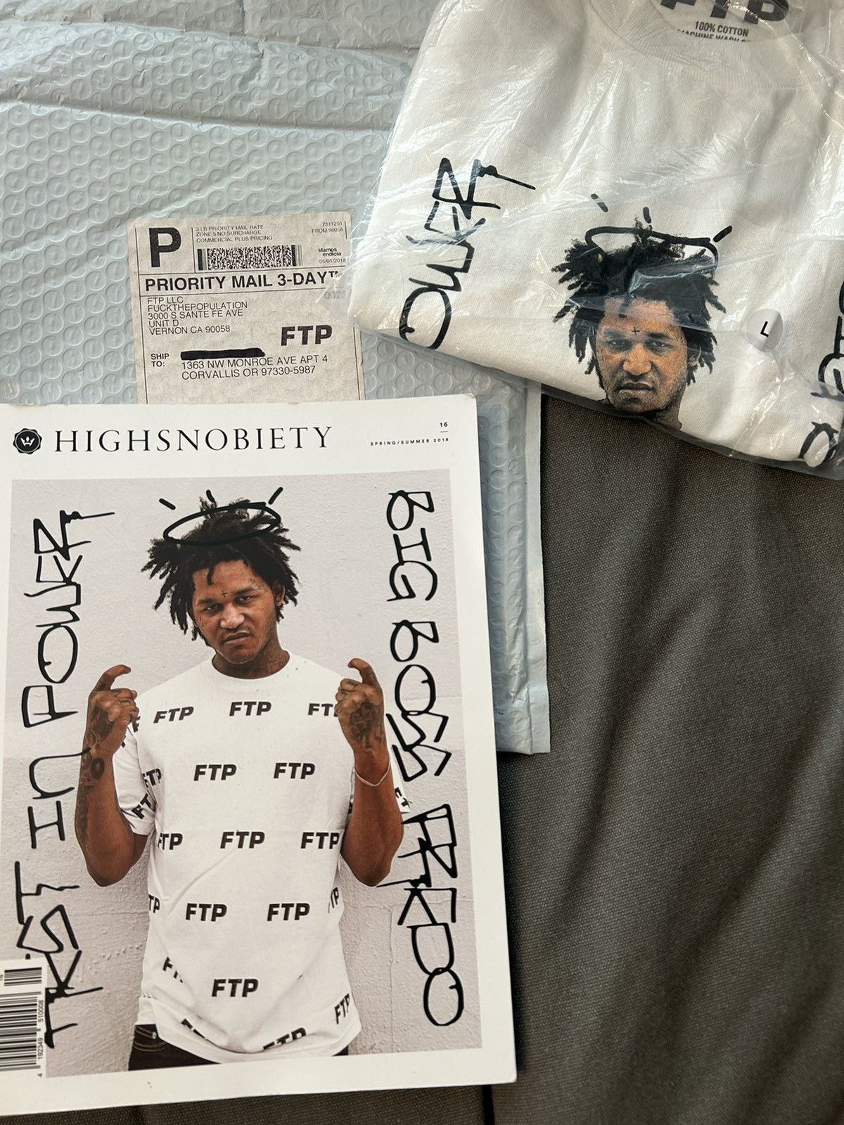 image of Fuck The Population Fredo Glo Gang Ftp Shirt Magazine Ssr L in White, Men's (Size Large)