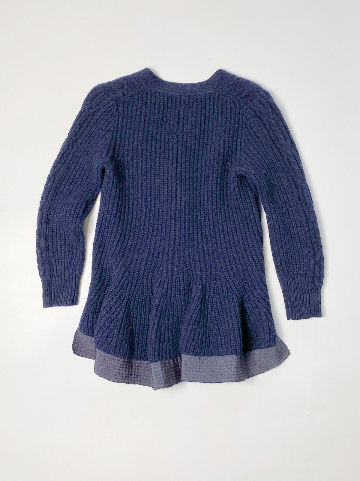 Sacai SACAI - Sacai 1291 Navy Wool Knit Cardigan Sweater Size S / US 4 / IT 40 - 7 Thumbnail