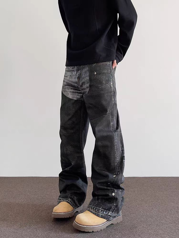 Japanese Brand High Street Hip Hop Straight Leg Micro Flare Jeans Size US 34 / EU 50 - 2 Thumbnail