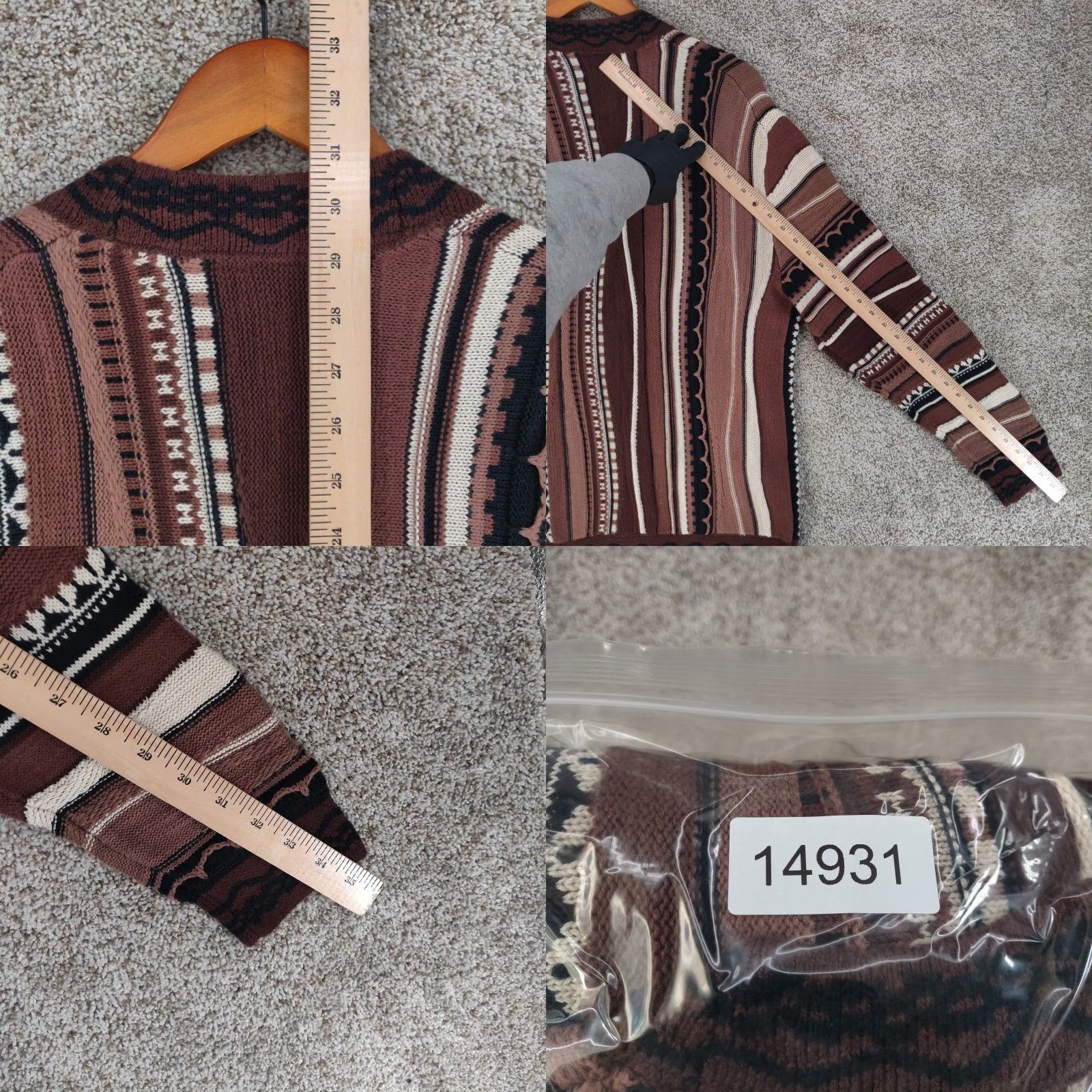 Abercrombie & Fitch Abercrombie & Fitch Sweater Mens M Brown 3D Knit Chunky Coogi Style Cardigan Size US M / EU 48-50 / 2 - 9 Thumbnail