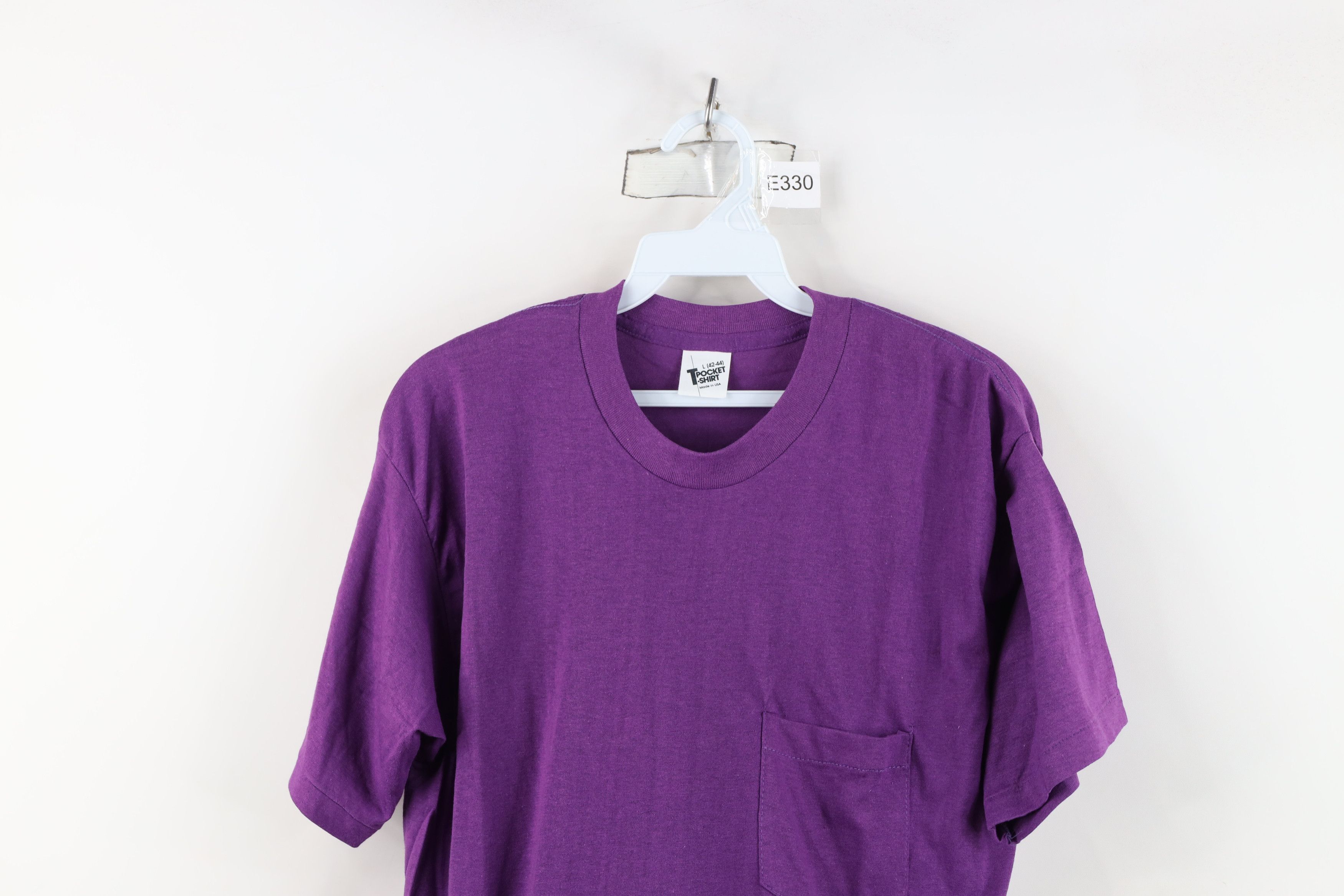 Vintage Vintage 70s Streetwear Faded Blank Pocket T-Shirt Purple USA Size US L / EU 52-54 / 3 - 2 Thumbnail