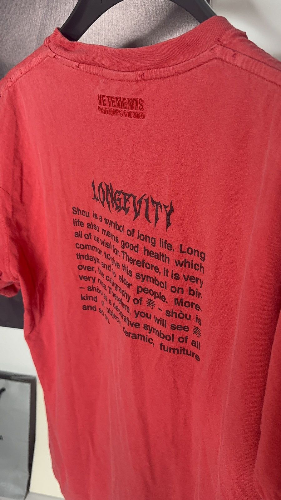 Vetements ✅Vetements Longevity Distressed red t shirt Size US M / EU 48-50 / 2 - 6 Thumbnail