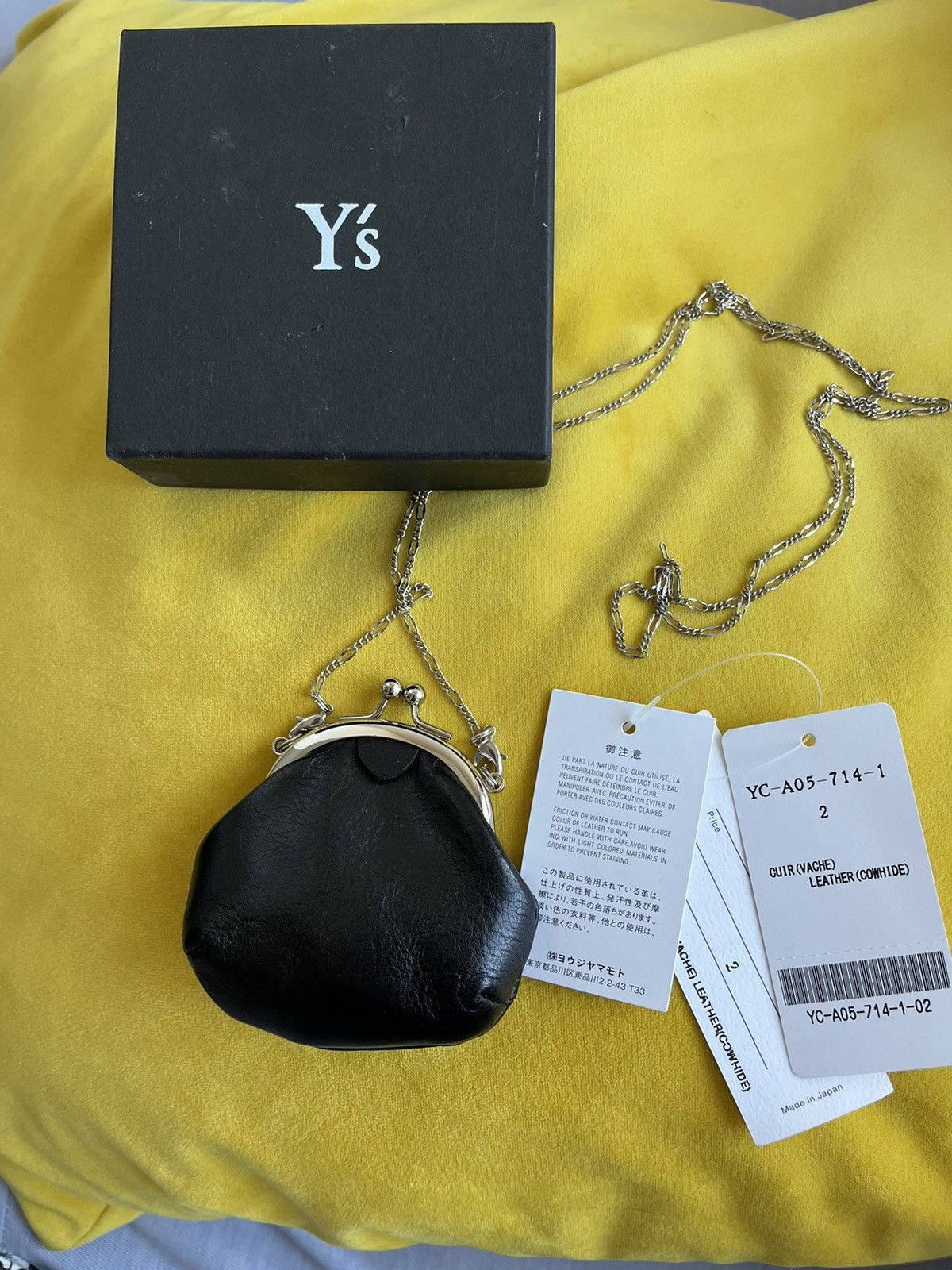 image of Yohji Yamamoto x YS Y’S Mini Necklace Leather Purse in Black, Men's