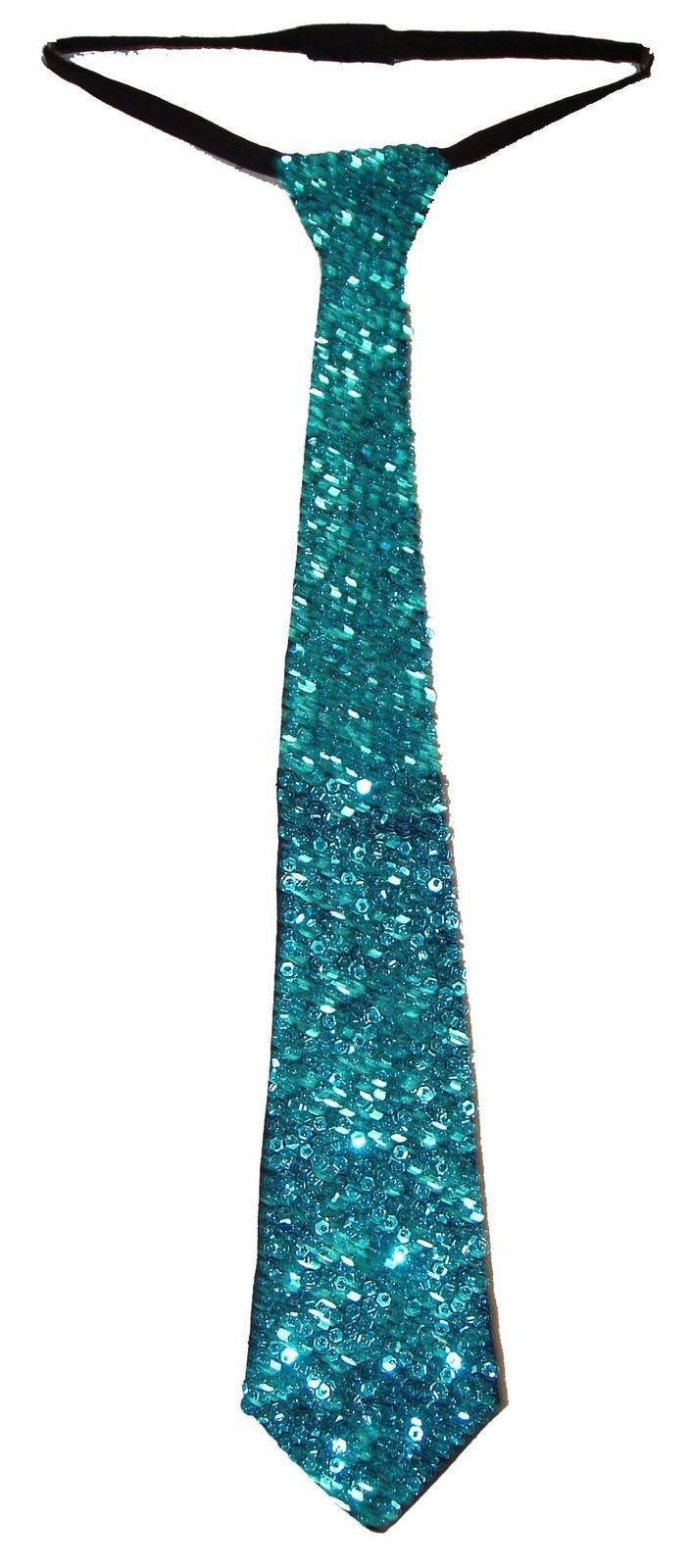 Designer Sequin Neck Tie TURQUOISE Adult Unisex Size ONE SIZE - 1 Preview