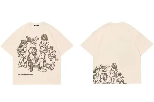 Japanese Brand Streetwear Funny Anime Cartoon Graphic Oversized T-Shirt y2k Size US M / EU 48-50 / 2 - 8 Thumbnail