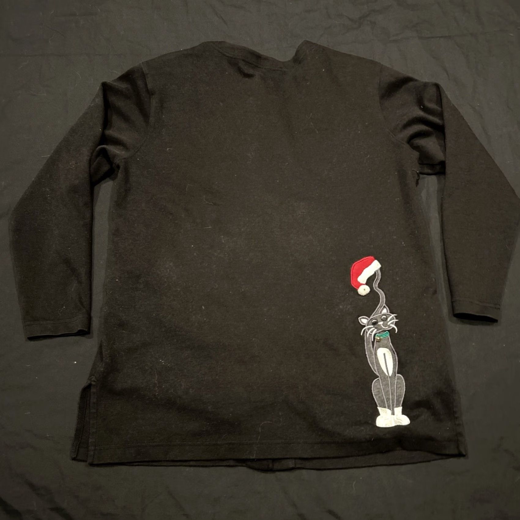 Vintage VINTAGE Bechamel Top Womens M Black Cat Embroidered Button Long Sleeve Unique B10 Size M / US 6-8 / IT 42-44 - 4 Thumbnail