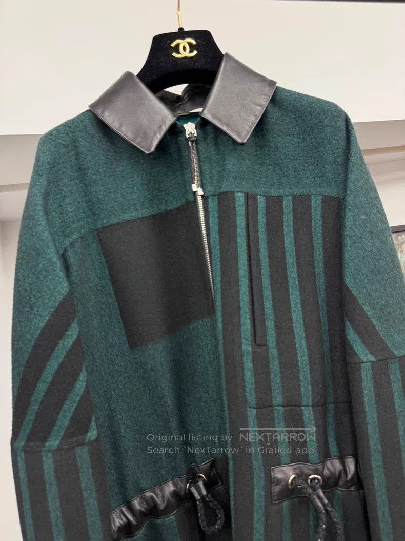 Hermes Hermes Black and green striped cashmere coat Size XS / US 0-2 / IT 36-38 - 2 Thumbnail