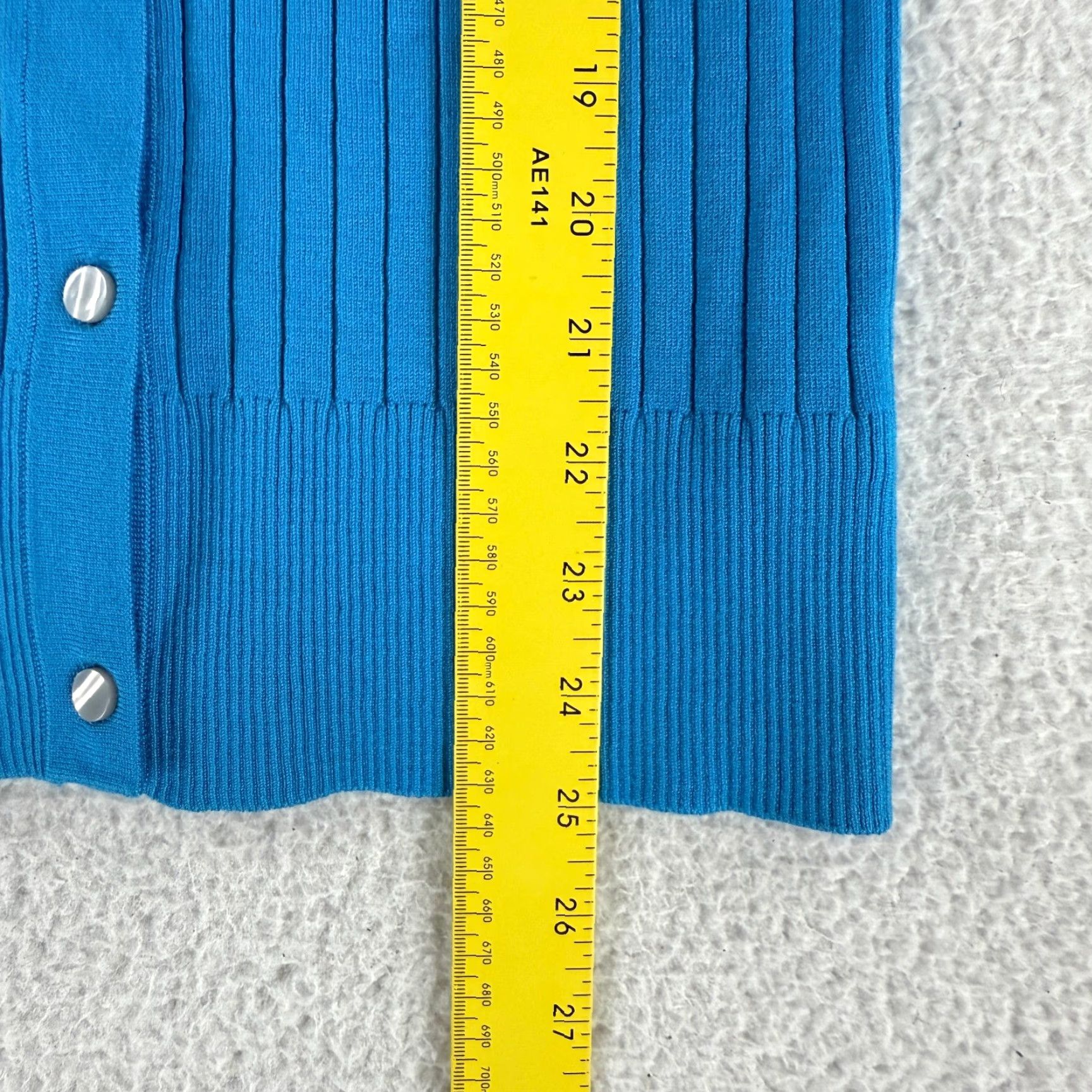 Boston Proper Boston Proper Cardigan Womens Medium Blue Ribbed Button-Up V-Neck Stretch LS Size M / US 6-8 / IT 42-44 - 6 Thumbnail