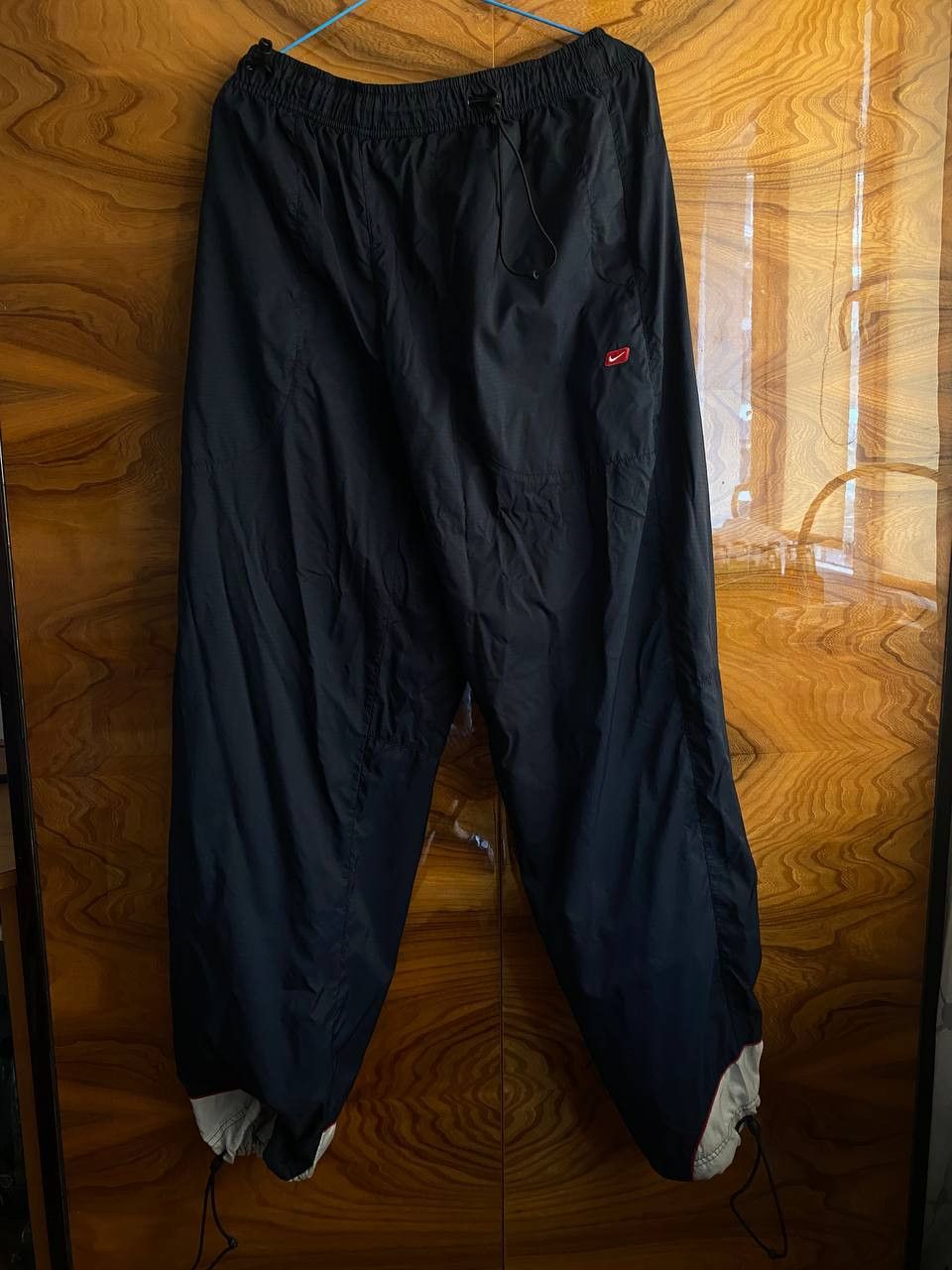 Nike × Vintage 00s Nike Vintage Nylon Double Swoosh Baggy Joggers Pants Size US 34 / EU 50 - 1 Thumbnail