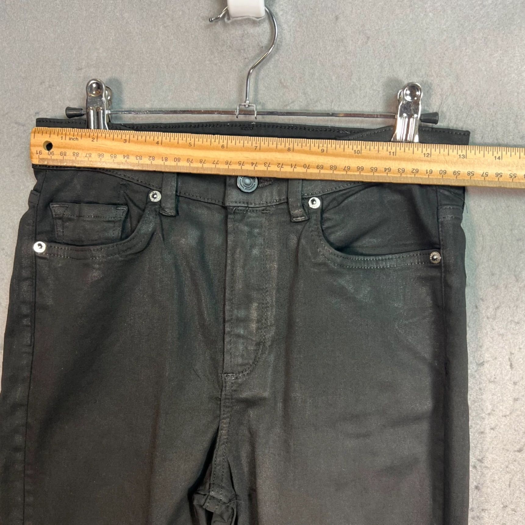 Allsaints AllSaints Womens Size 27 Black Dax Coated Skinny Jeans Modal Polyester Blend Denim 5-Pocket Design Zip Adult Womens 27 Black Skinny Jeans Size 27" / US 4 / IT 40 - 6 Thumbnail