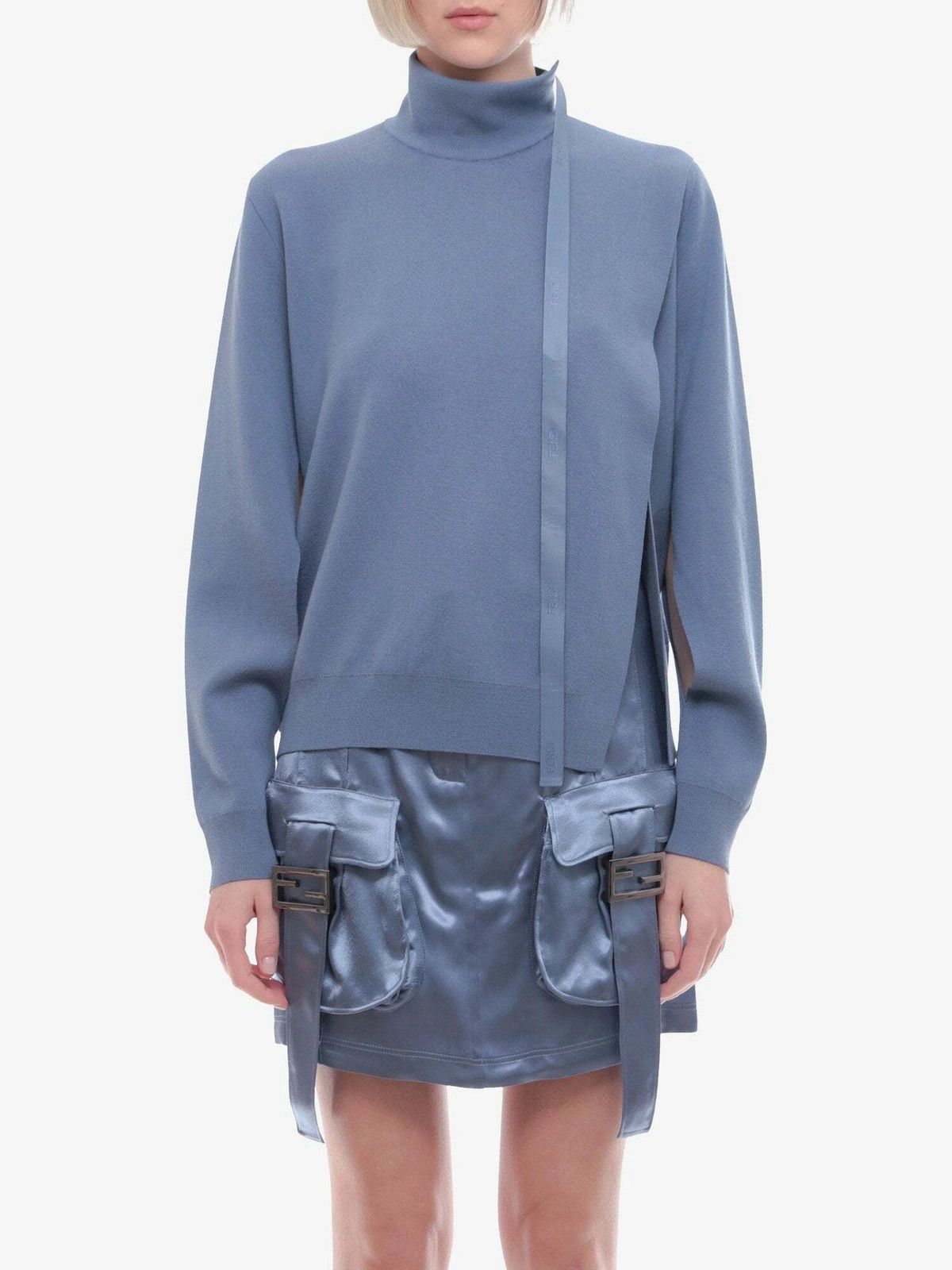 Fendi o1y0925 Turtleneck Sweater in Pastel Blue Size S / US 4 / IT 40 - 3 Thumbnail