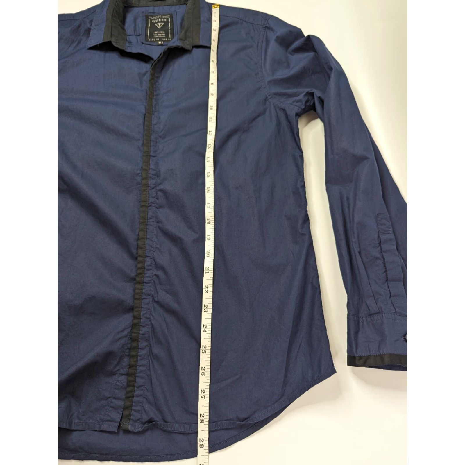 Guess GUESS Slim Fit Navy Blue Long Sleeve Button Up Men's Medium Dress Cotton Shirt Size US M / EU 48-50 / 2 - 6 Thumbnail