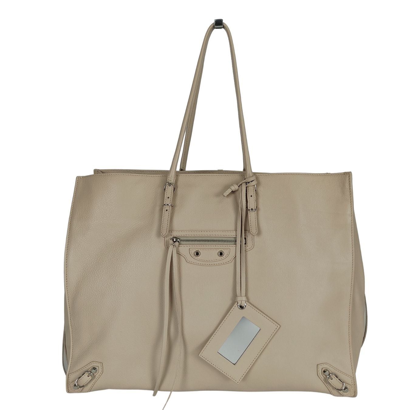 image of Balenciaga Balenciaga Balenciaga Papier Shopper Bag In Beige Leather in White, Women's