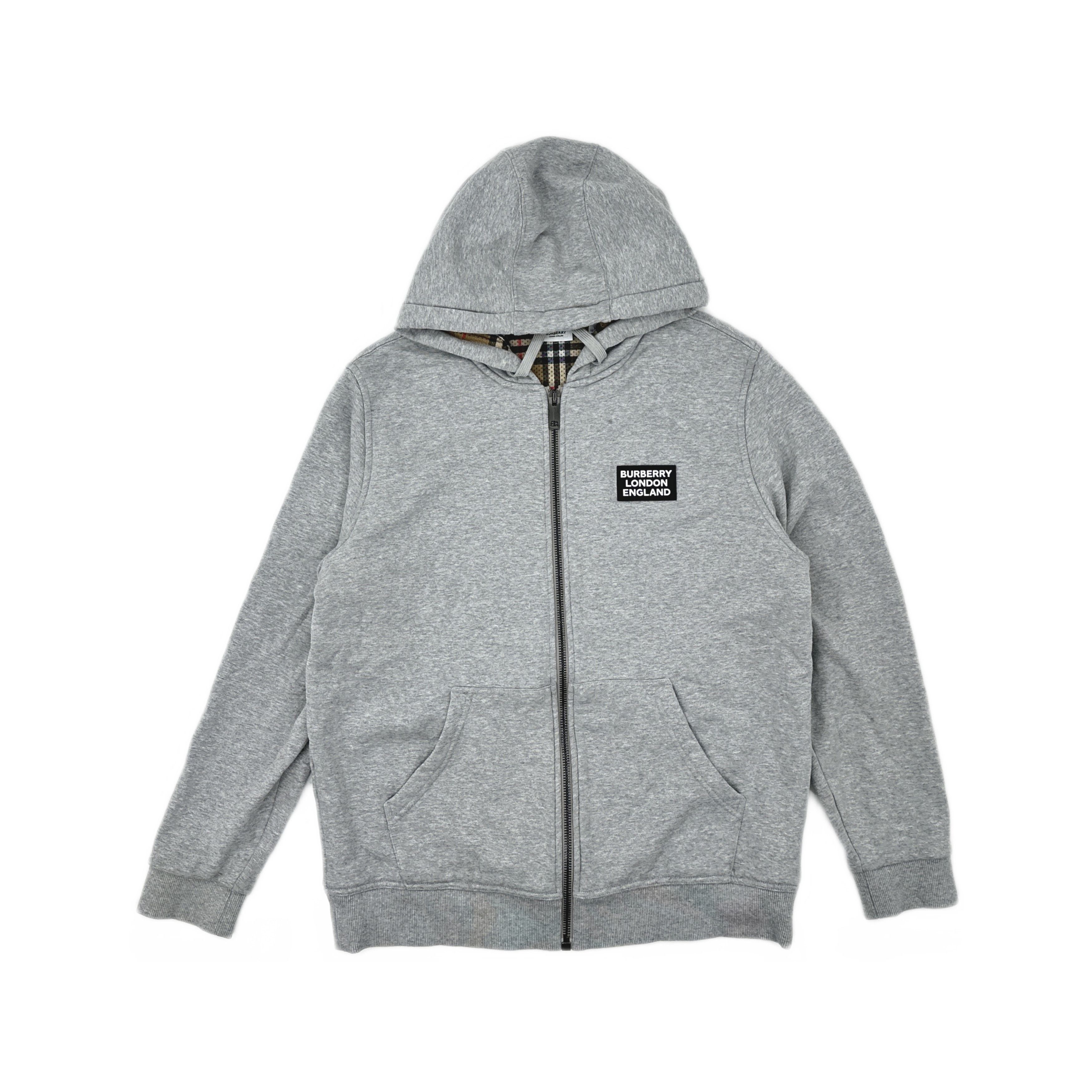 Burberry × Luxury Burberry Grey Nova Check Classic Logo Zip Up