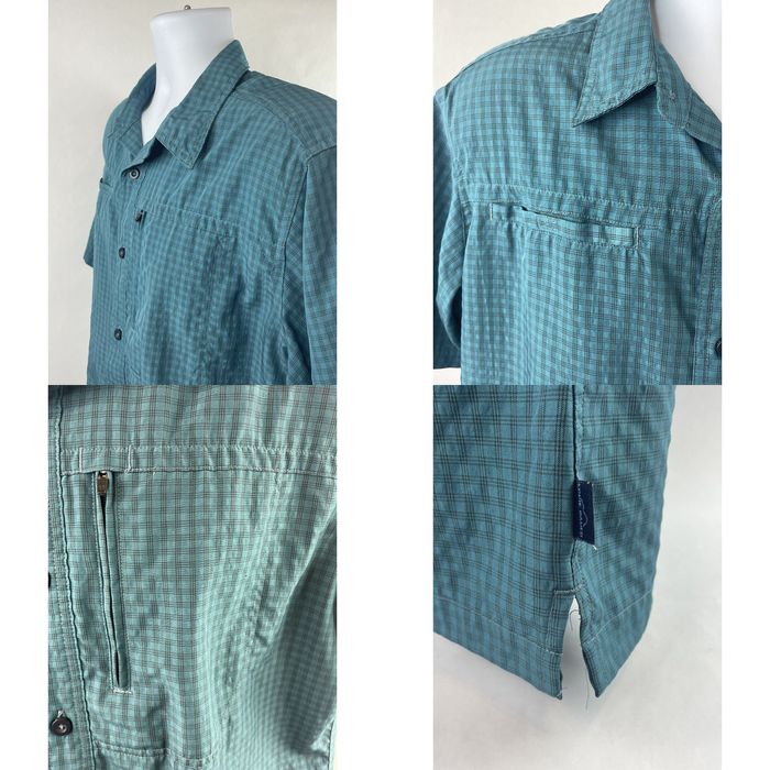 Eddie Bauer Eddie Bauer Shirt Mens Medium Blue Check Button Up Short Sleeve  Fishing Shirt