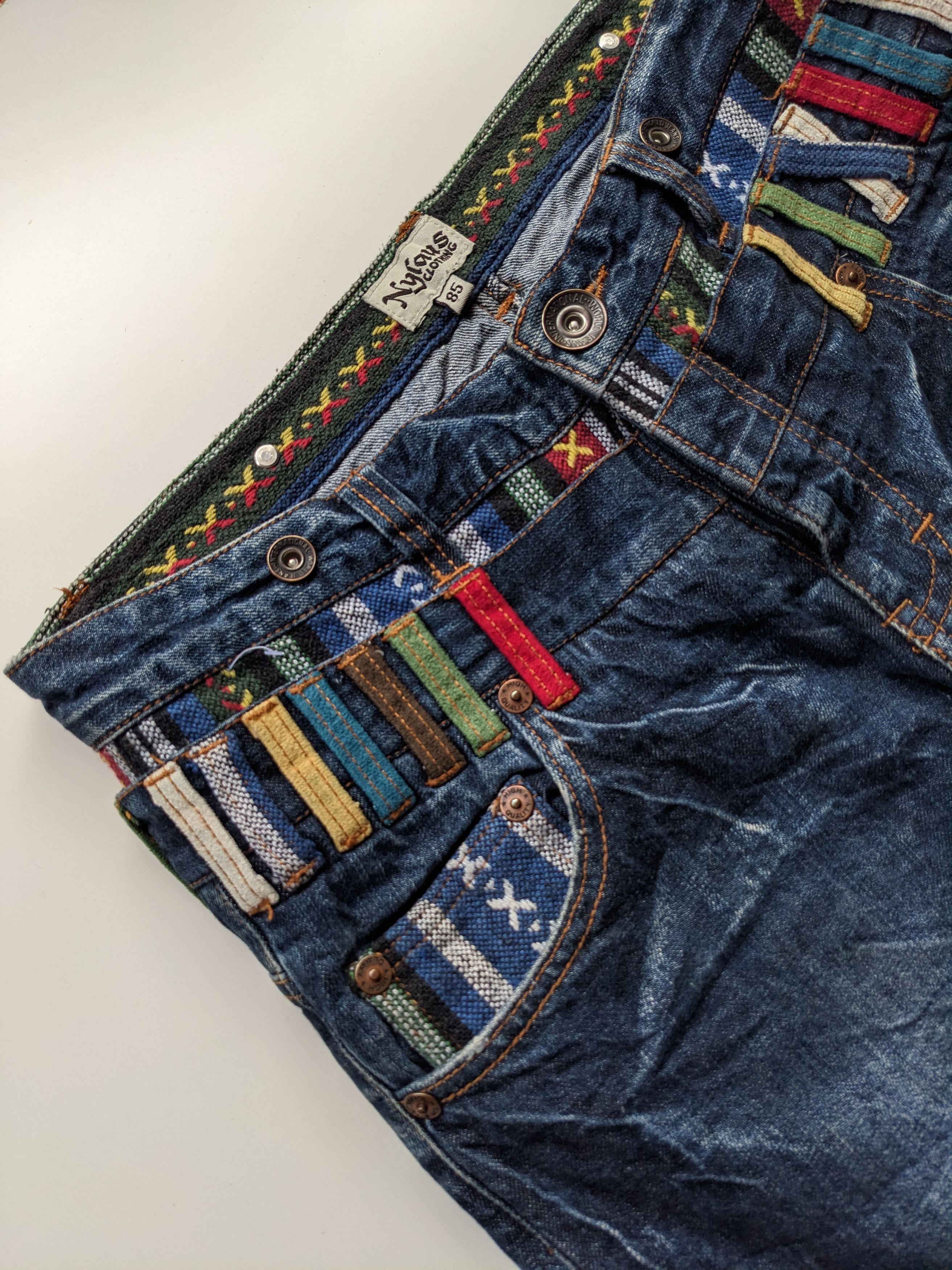 Japanese Brand Nylaus clawmark faded double waist jeans Size US 33 - 6 Thumbnail