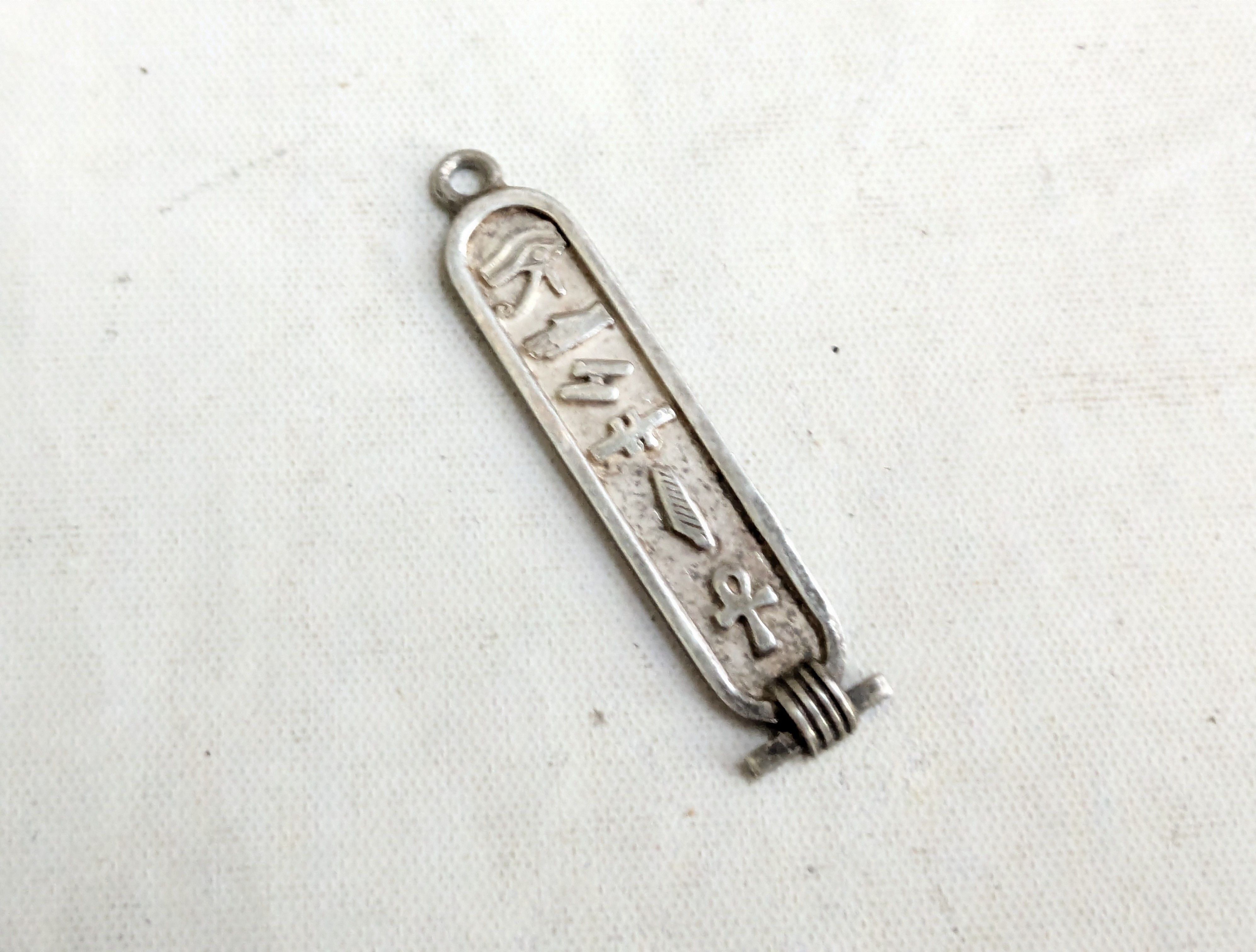 Jewelry Vintage Sterling Silver Cartouche Hieroglyphics Egyptia Size ONE SIZE - 5 Thumbnail