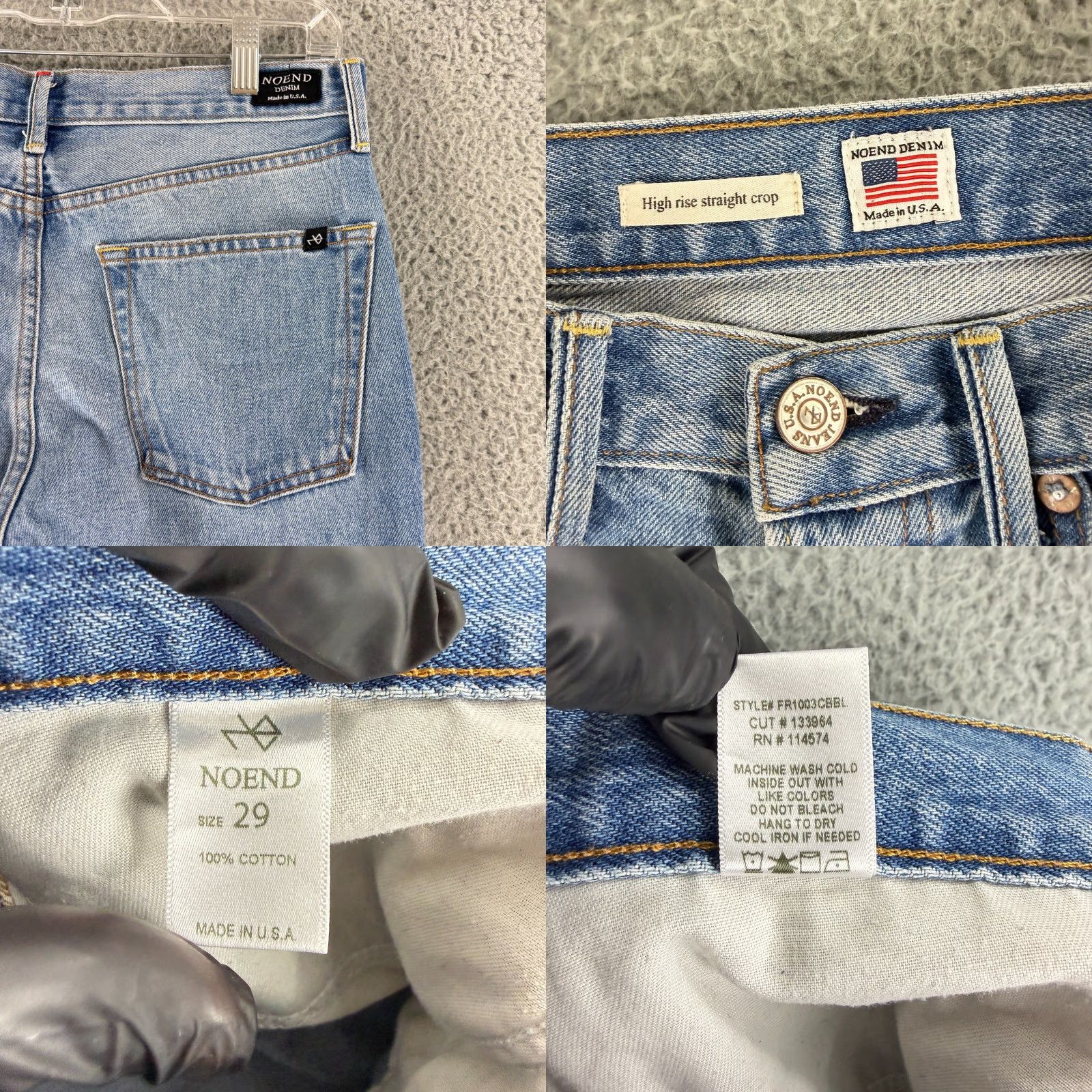Vintage NoEnd Denim High Rise Straight Crop Jeans Womens Size 29 Blue Frayed Hem USA Made Size 29" - 9 Thumbnail