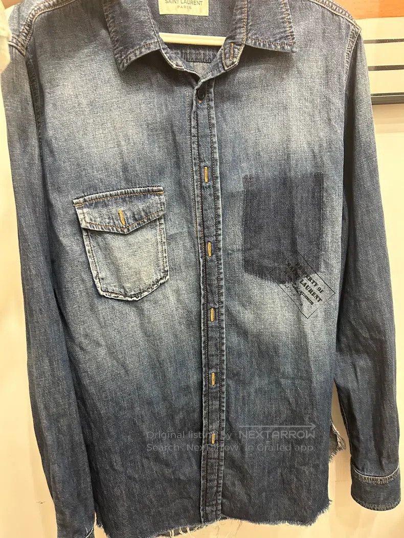 Saint Laurent Paris Saint Laurent Paris Distressed Denim Shirt i Size US S / EU 44-46 / 1 - 3 Thumbnail