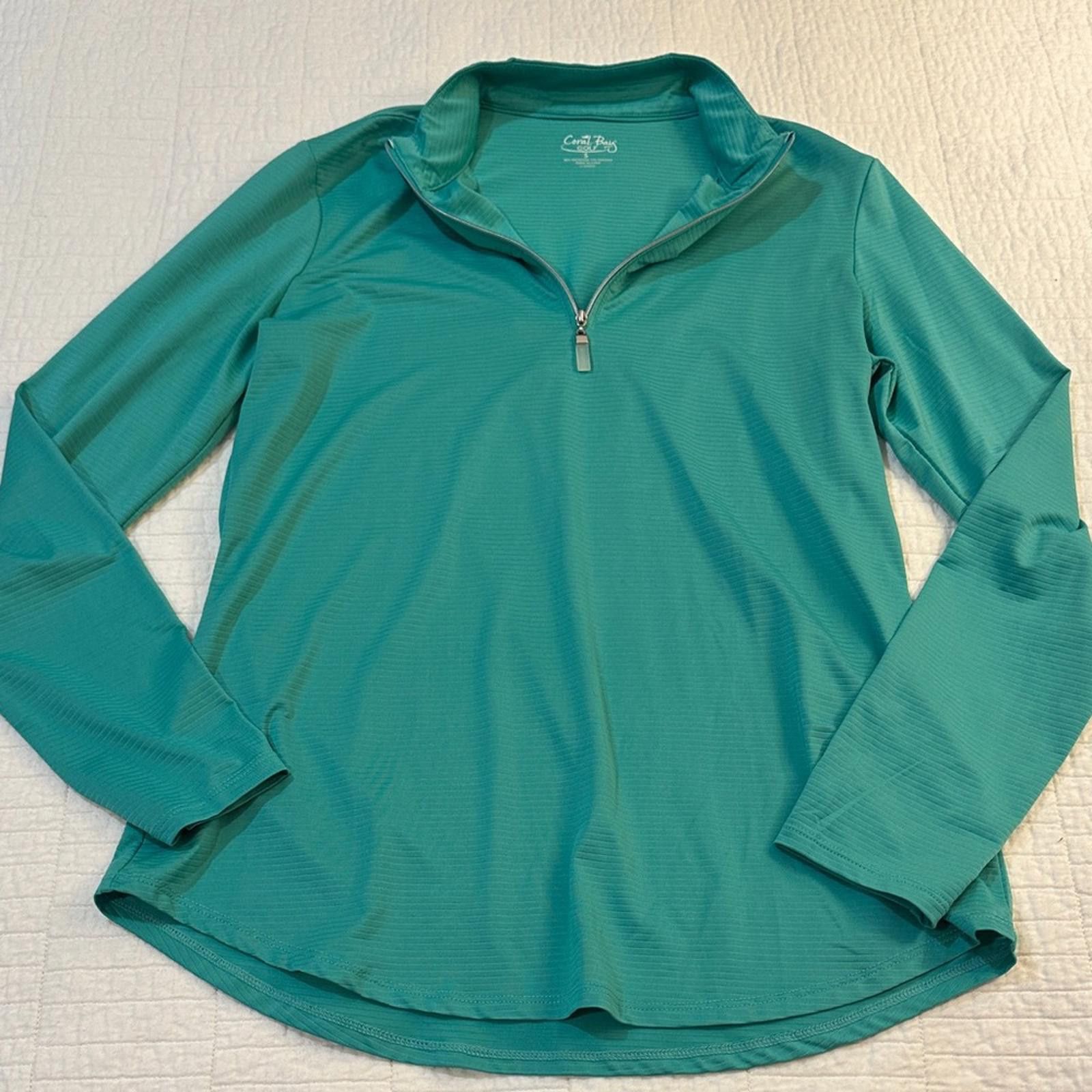 Cutter & Buck Coral Bay Golf Pullover Small NWOT Teal Quarter-Zip Pullover Size S / US 4 / IT 40 - 1 Thumbnail