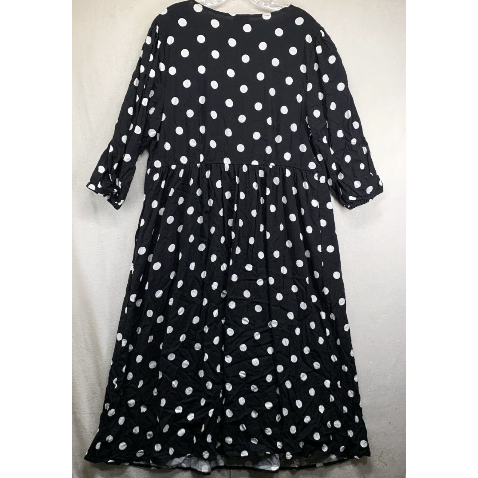 Vintage VINTAGE Women's Plus Size Dress 2XL Black Polka Dot Rayon Spandex Maxi A-Line Casual Party Size XXL / US 16-18 / IT 52-54 - 2 Thumbnail
