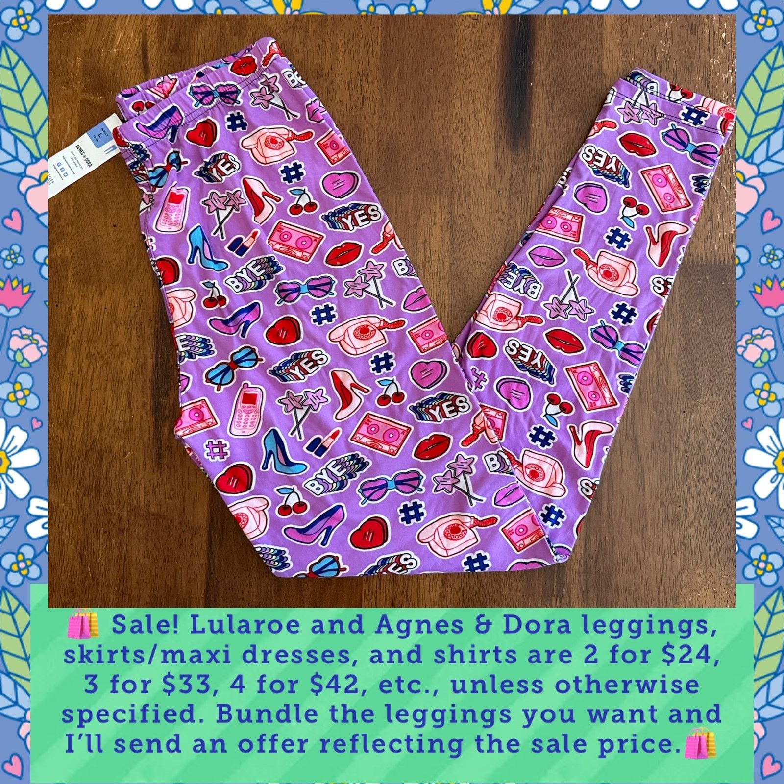 Other NWT Agnes & Dora Emoji Print Leggings Size Large Size 30" / US 8 / IT 44 - 1 Thumbnail