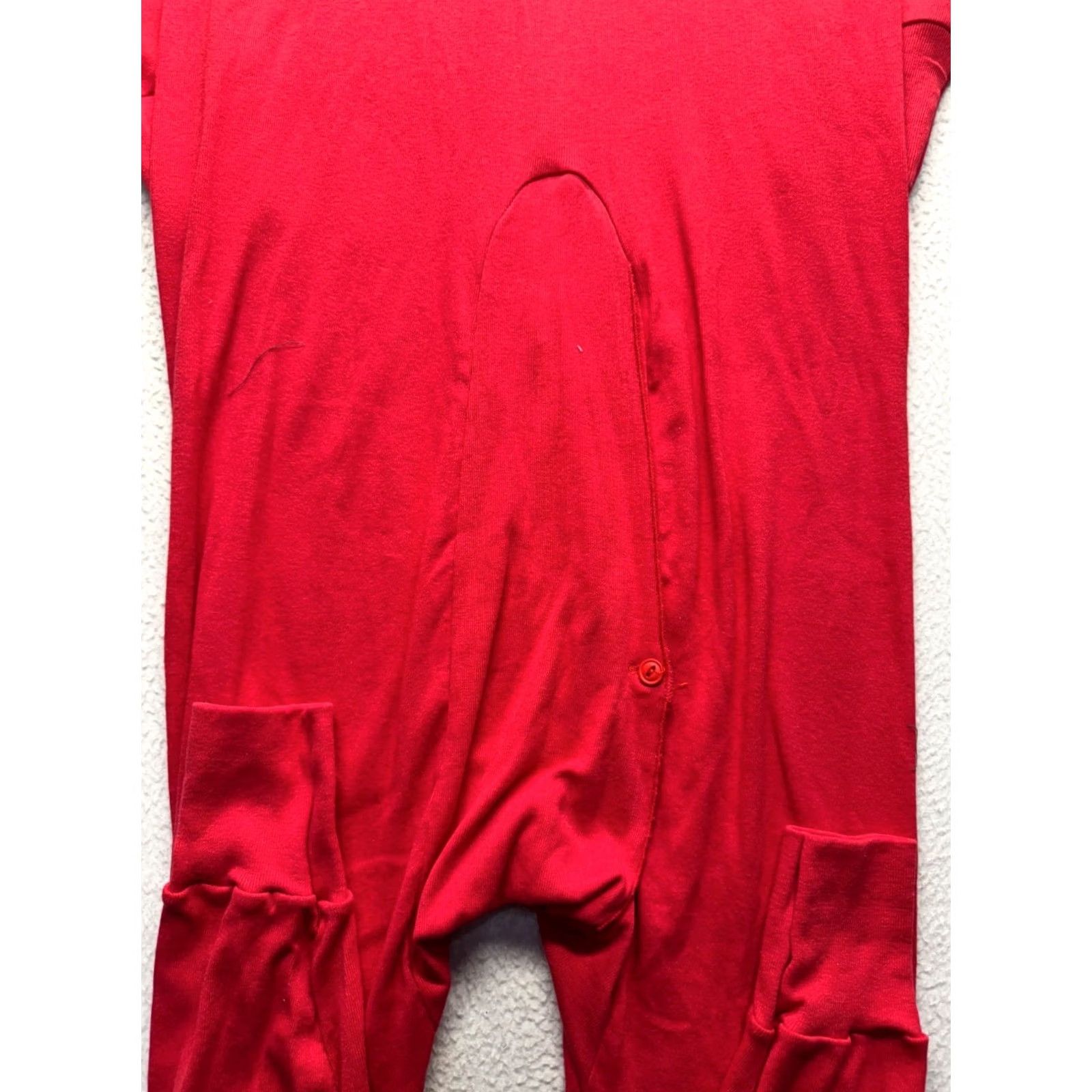 Vintage Indera Red Union Suit XLT 100% Cotton Long Underwear Thermal One-Piece Mens XLT Red Cotton Thermal Long Johns Size 46R - 3 Thumbnail