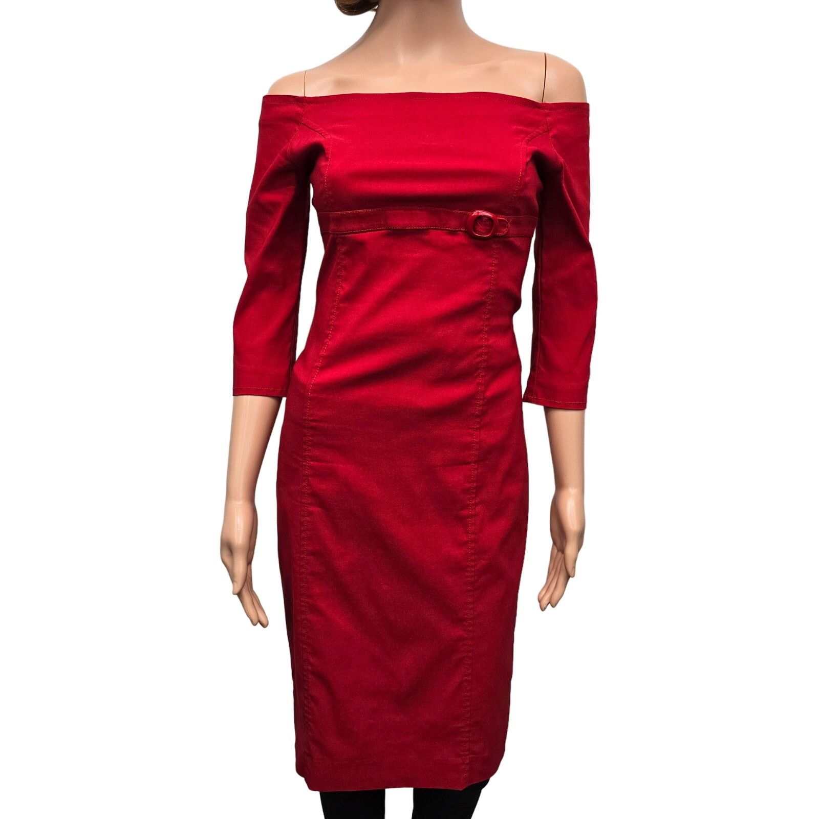 Zara ZARA Dress Empire Waist Belt Buckle On Off Shoulder M Size M / US 6-8 / IT 42-44 - 4 Thumbnail