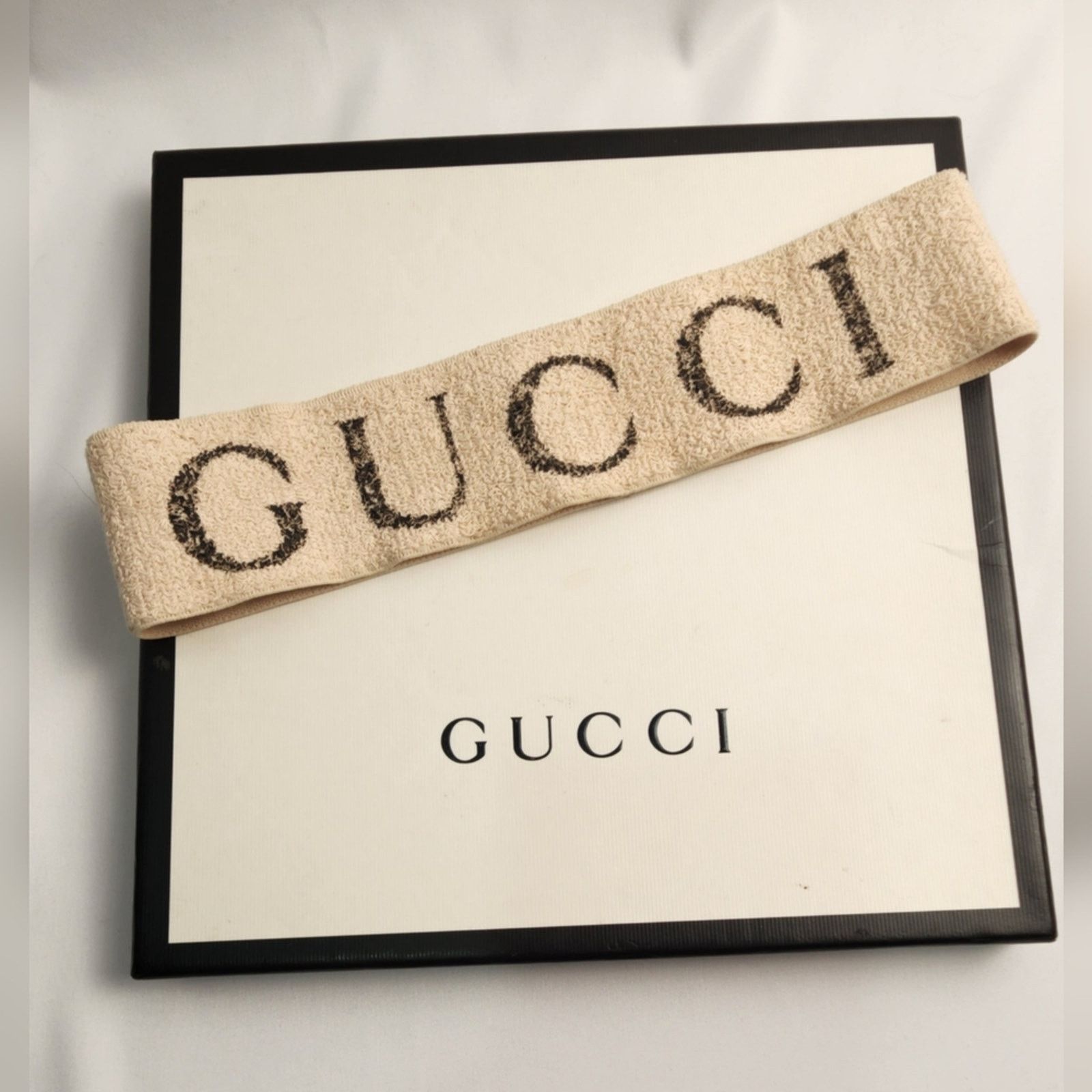 Gucci Gucci ivory beige Monogram print elastic headband Size ONE SIZE - 2 Thumbnail