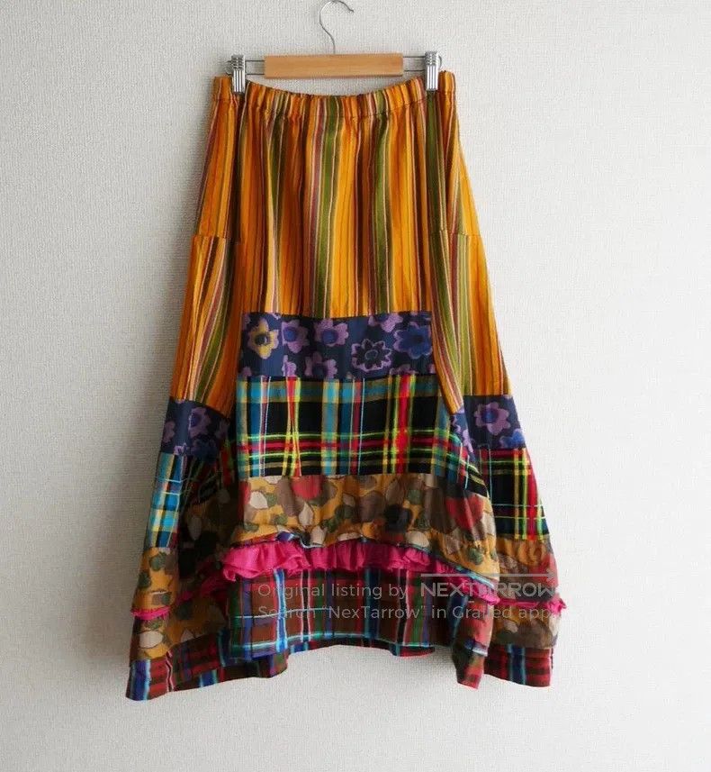 Comme des Garcons Comme Des Garcons size F Floral Plaid Mixed Material Skirt Size 24" / US 00 / IT 34 - 3 Thumbnail
