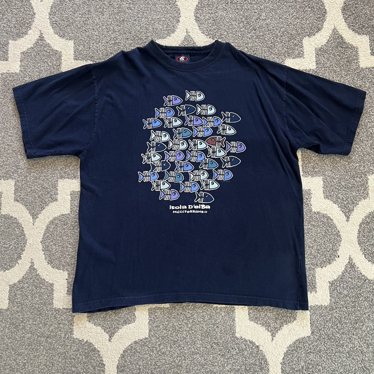 Vintage vintage spirit mediterranean fish navy tee Size US L / EU 52-54 / 3 - 1 Thumbnail