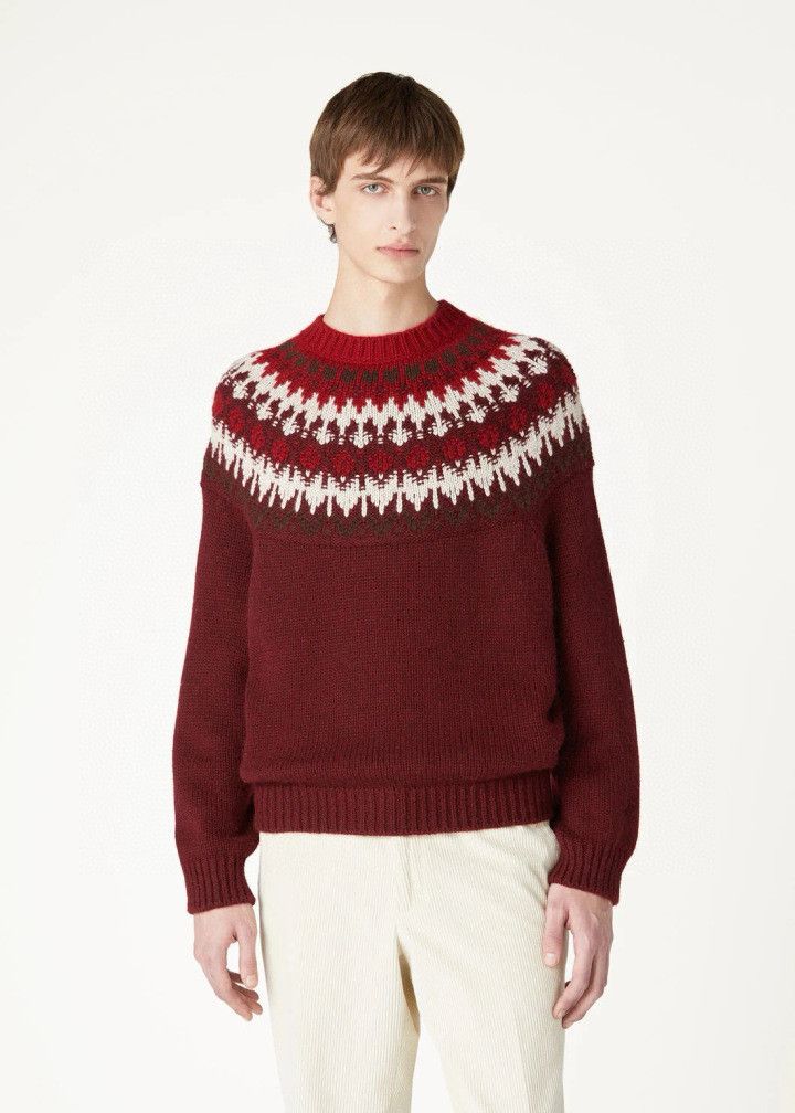 Loro Piana o1w1db10725 FAO5136 Alpe Pile Crewneck Sweater in Dark Red Size US XL / EU 56 / 4 - 2 Thumbnail