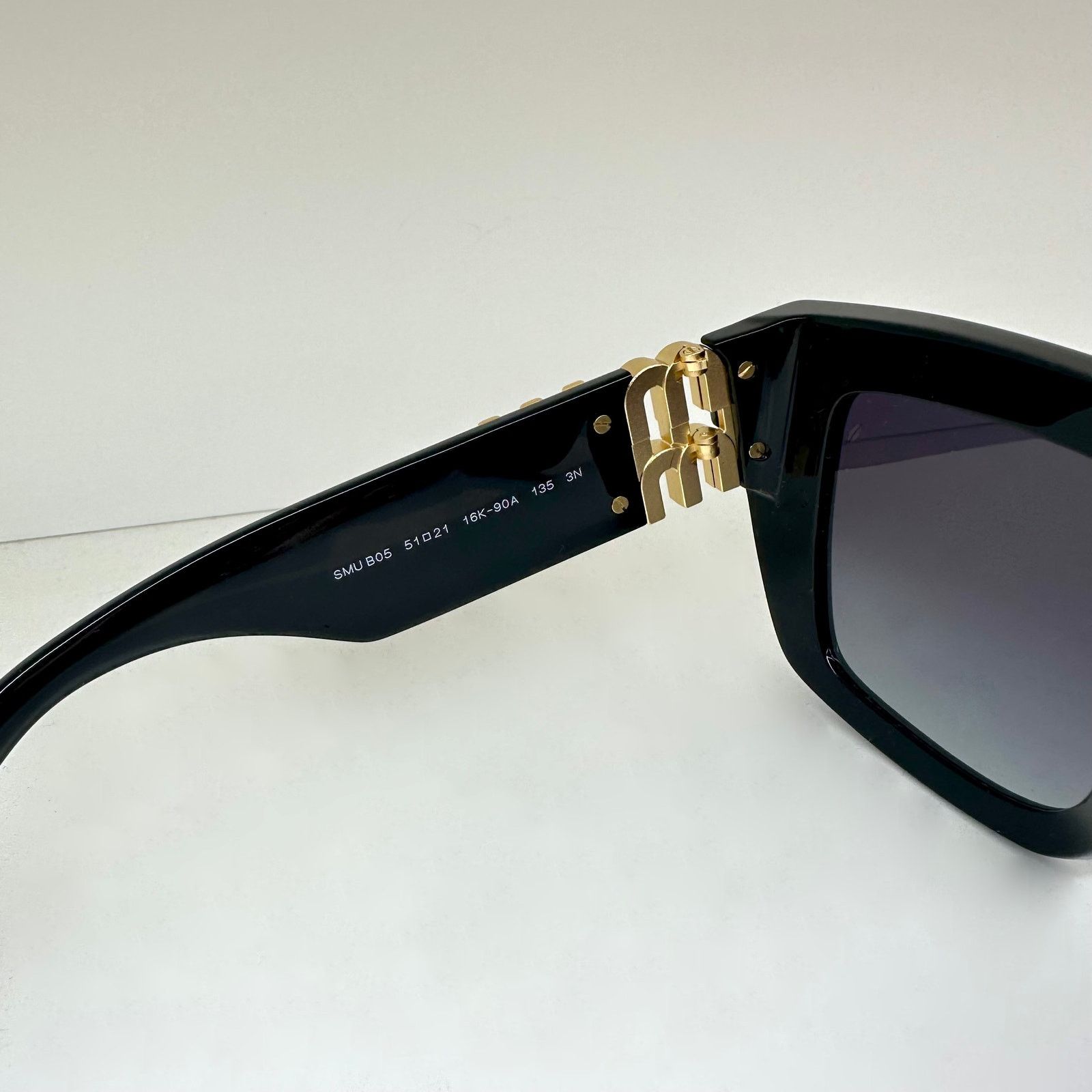 Miu Miu New MIU MIU Sunglasses Black Square 2025 Gold Metal Logo Size ONE SIZE - 6 Thumbnail