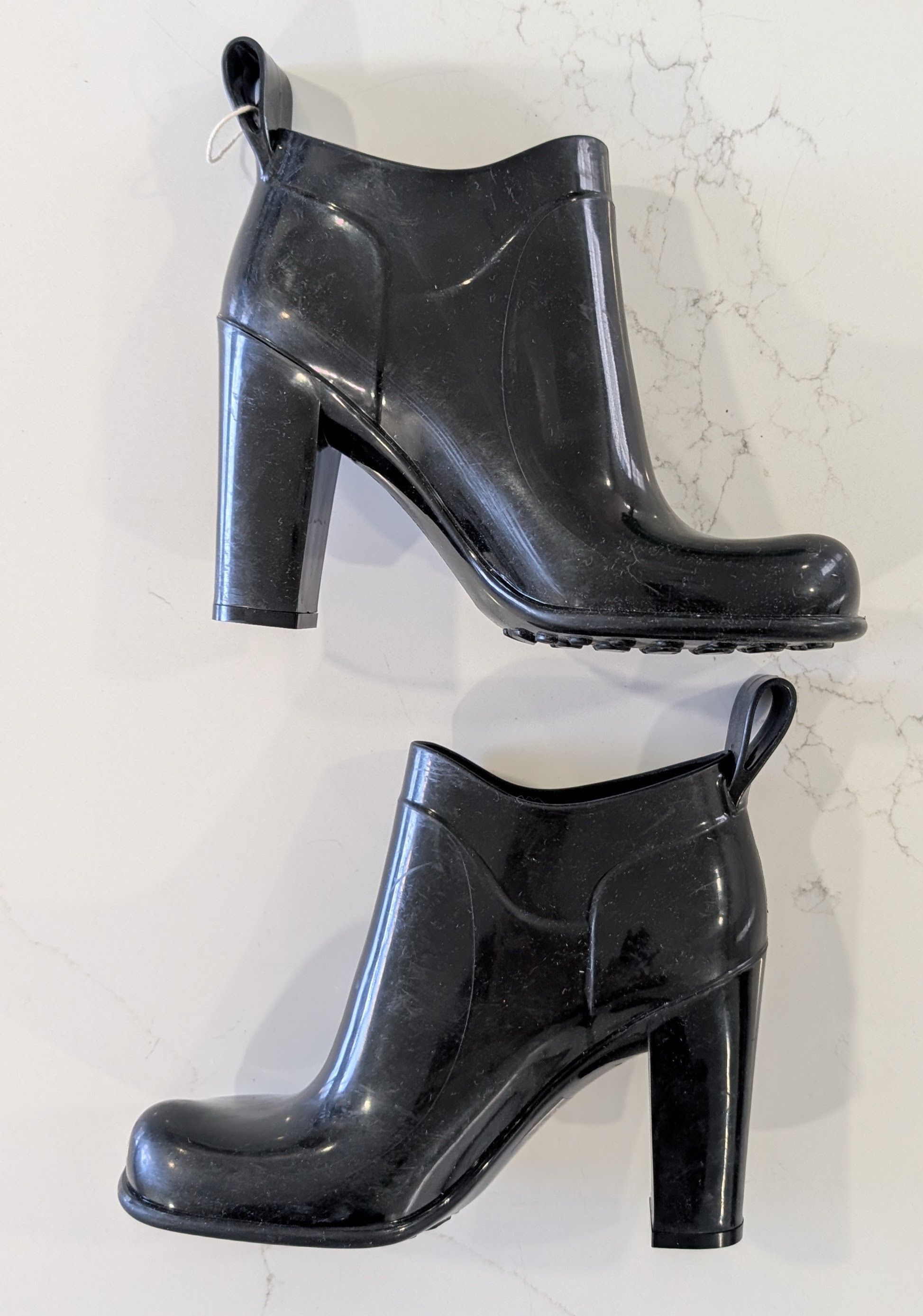 Bottega Veneta Bottega Veneta Black Shiny Rubber Shine Ankle Boots EU 36 Size US 6 / IT 36 - 1 Thumbnail