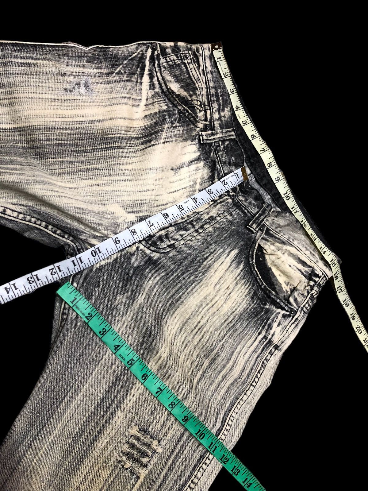 Hypebeast STRIPED WIDE LEG WASHED BLACK DENIM Size US 31 - 8 Thumbnail