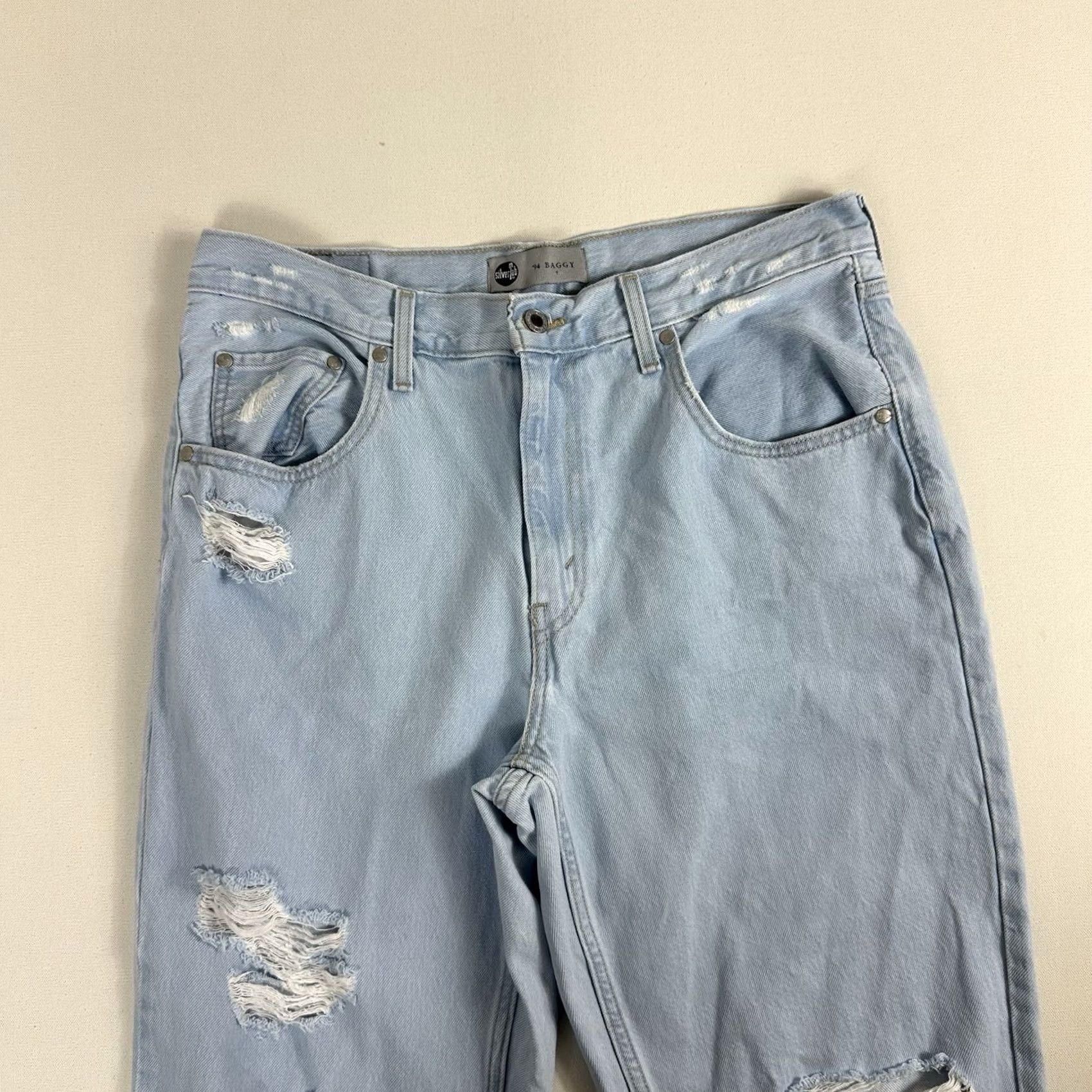 Levi's Levi's SilverTab '94 Baggy Skater Jeans Mens 32x30 Light Distressed 100% Cotton Blue Denim Shirt? Size US 32 / EU 48 - 4 Thumbnail
