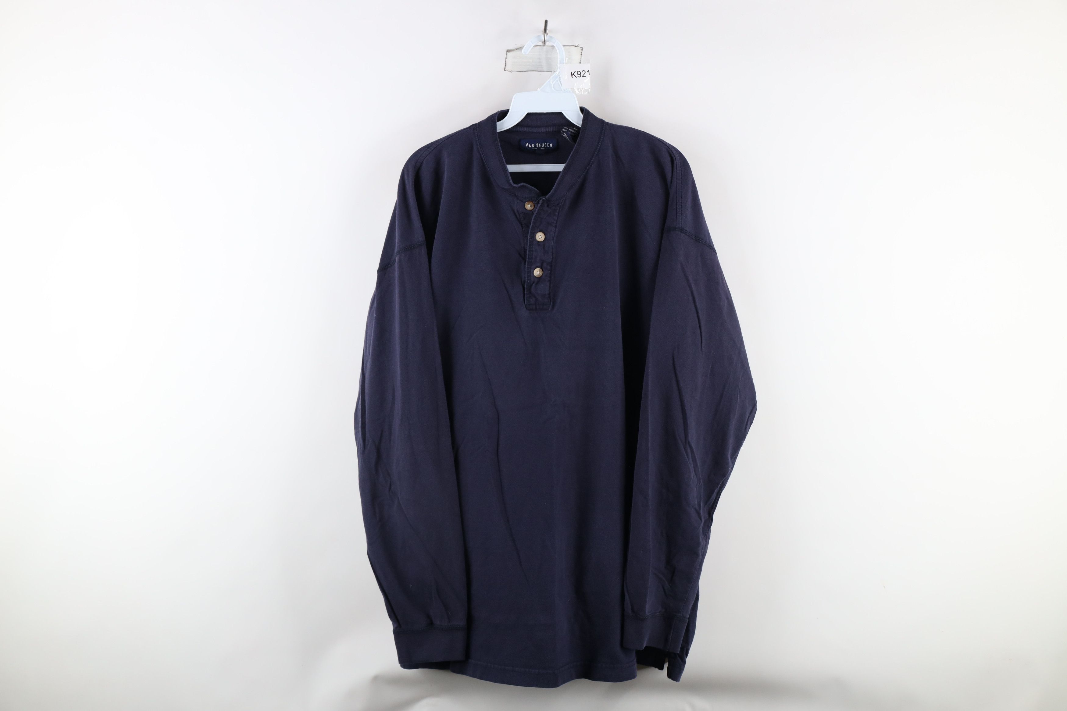 Vintage Vintage 90s Streetwear Long Sleeve Henley T-Shirt Blue Size US XL / EU 56 / 4 - 1 Thumbnail