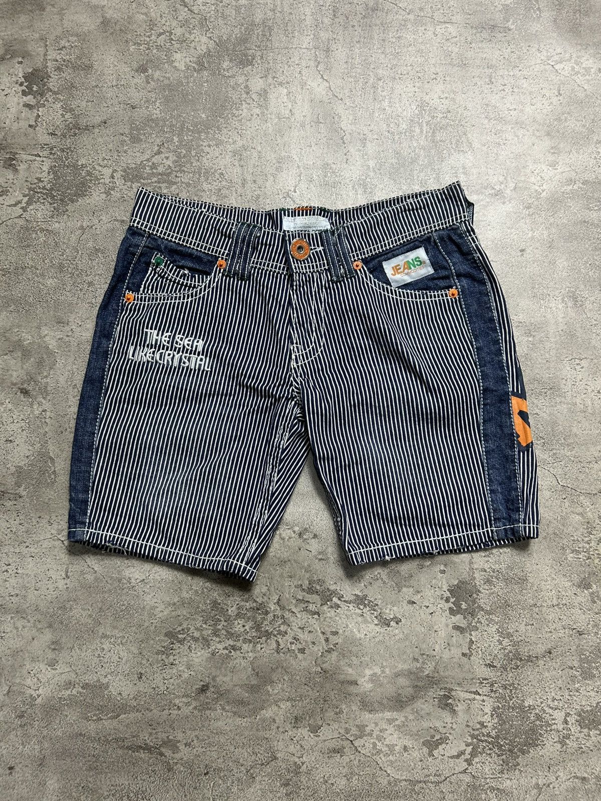 Hysteric Glamour 2000s Blue Moon Blue Hickory Big Logo Short Pants Size US 27 - 2 Thumbnail