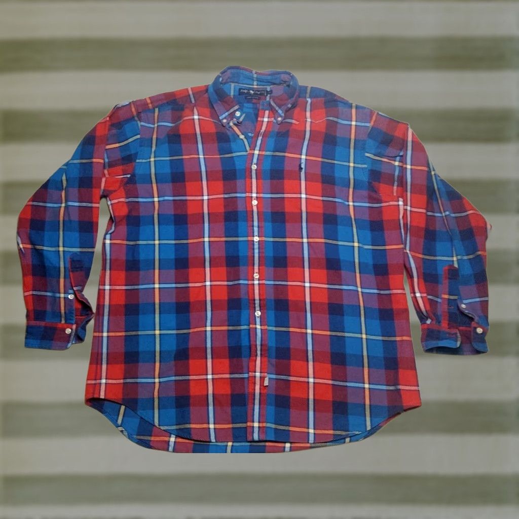 Ralph Lauren Ralph Lauren Flannel Shirt Heavy-Weight 100% Cotton Red/Blue Mens XL Vintage Button-Up Plaid Size US XL / EU 56 / 4 - 1 Thumbnail