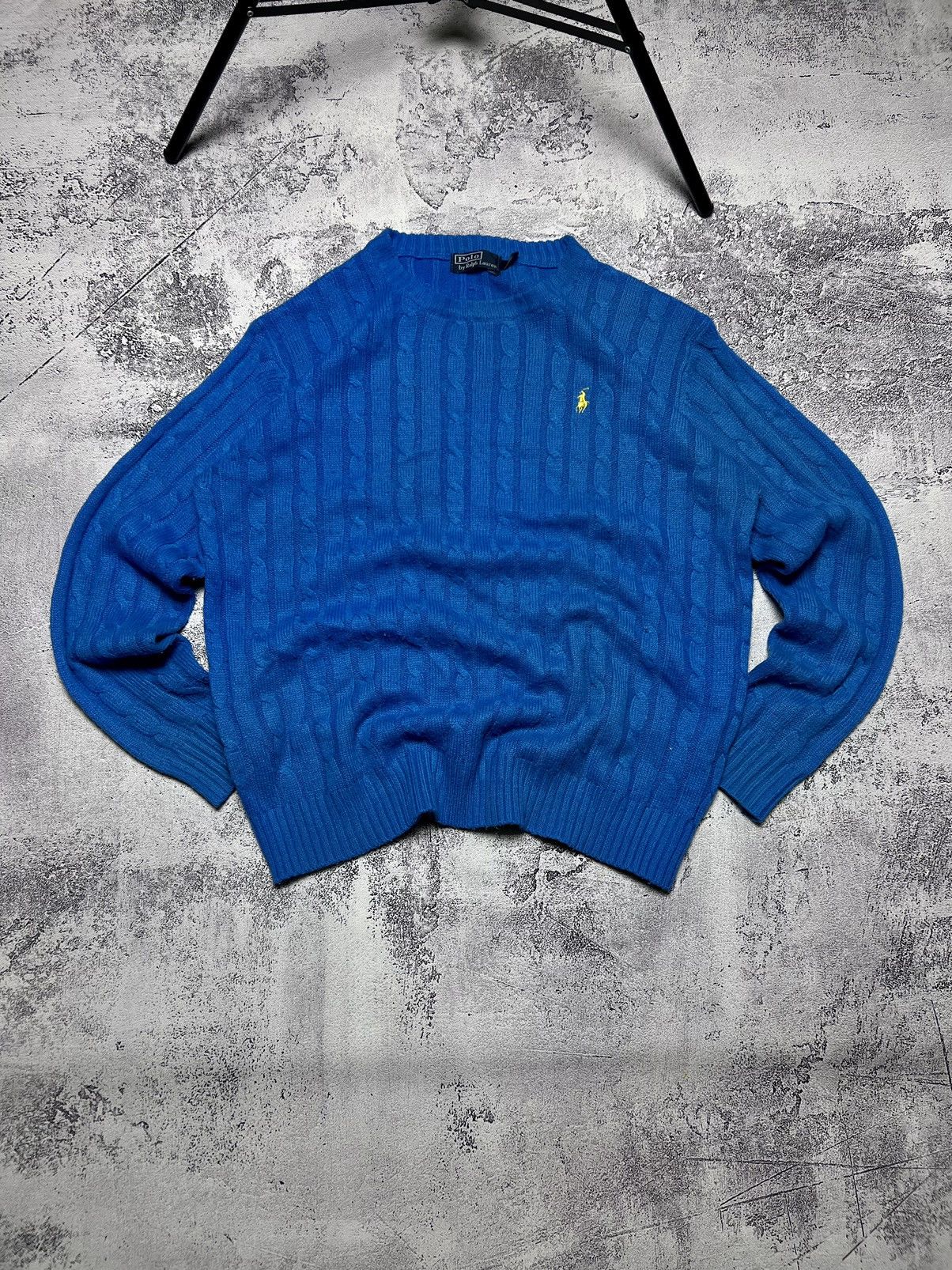 Pre-owned Polo Ralph Lauren X Vintage Polo Ralph Laurent Sweater Cable Knitted In Blue