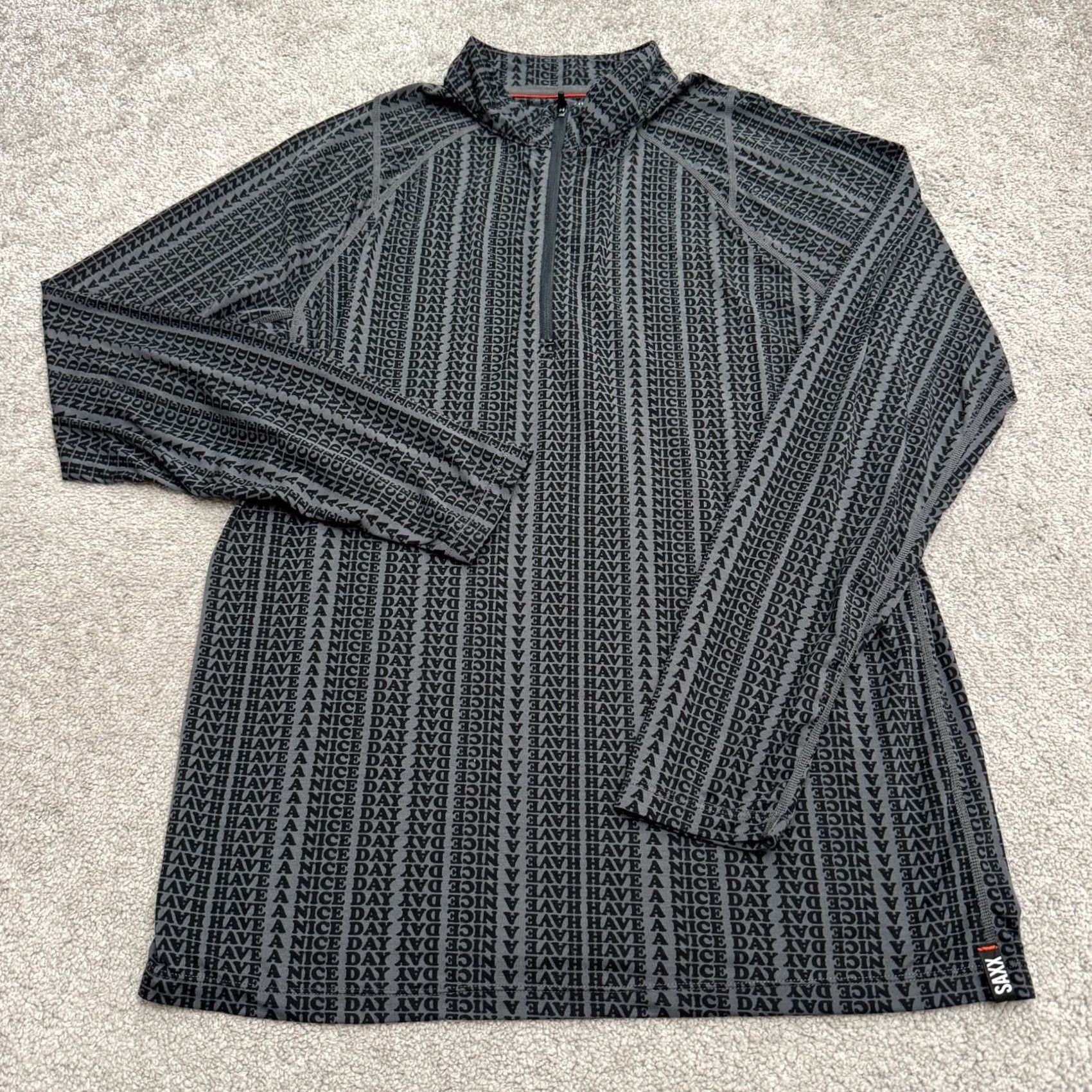 Vintage Saxx Viewfinder Half Zip Long Sleeve Baselayer Shirt Mens Medium Black Gray Wool Size US M / EU 48-50 / 2 - 2 Thumbnail
