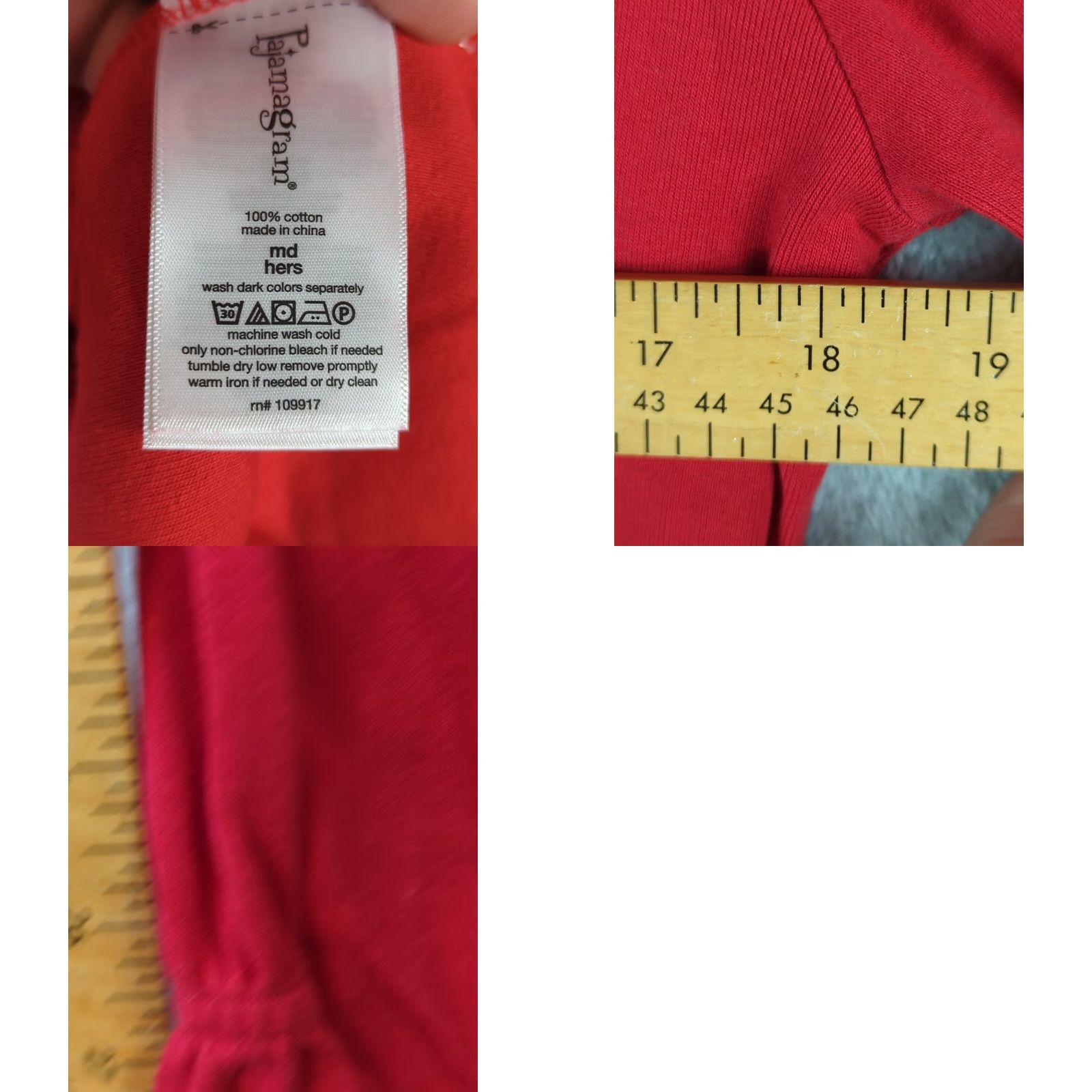 Vintage PajamaGram Footed Pajamas Womens M red Christmas Nana Snap Front Drop-Seat Knit 100% Cotton Crew Neck Solid Christmas Womens Size ONE SIZE - 8 Thumbnail
