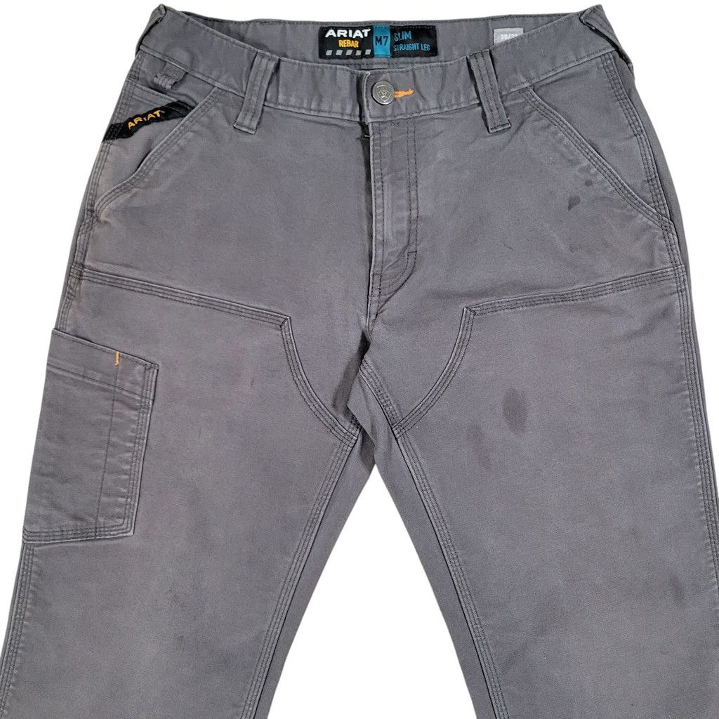 Ariat Ariat Rebar Slim Straight Cargo Relaxed Fit Gray Pant 30/30 Size US 30 / EU 46 - 6 Thumbnail