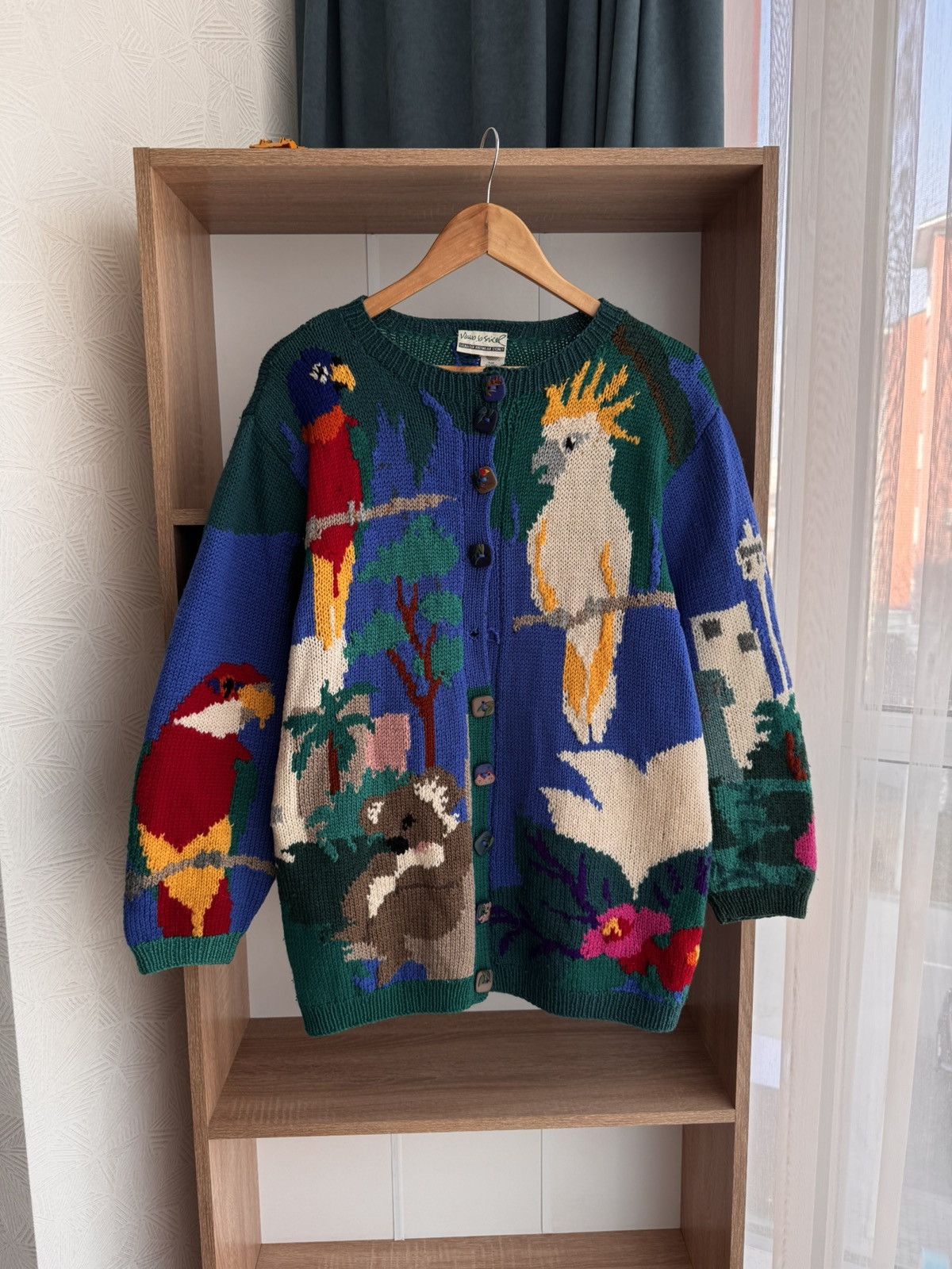 Vintage Vintage Signature Sydney Parrot & Coala Luxury Wool Cardigan Size US L / EU 52-54 / 3 - 8 Thumbnail
