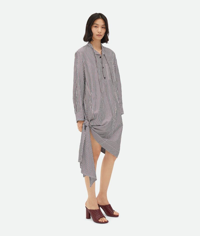 Bottega Veneta o1s1rm1125 Cotton Striped Dress With Knot Detail Multicolor Size S / US 4 / IT 40 - 1 Thumbnail