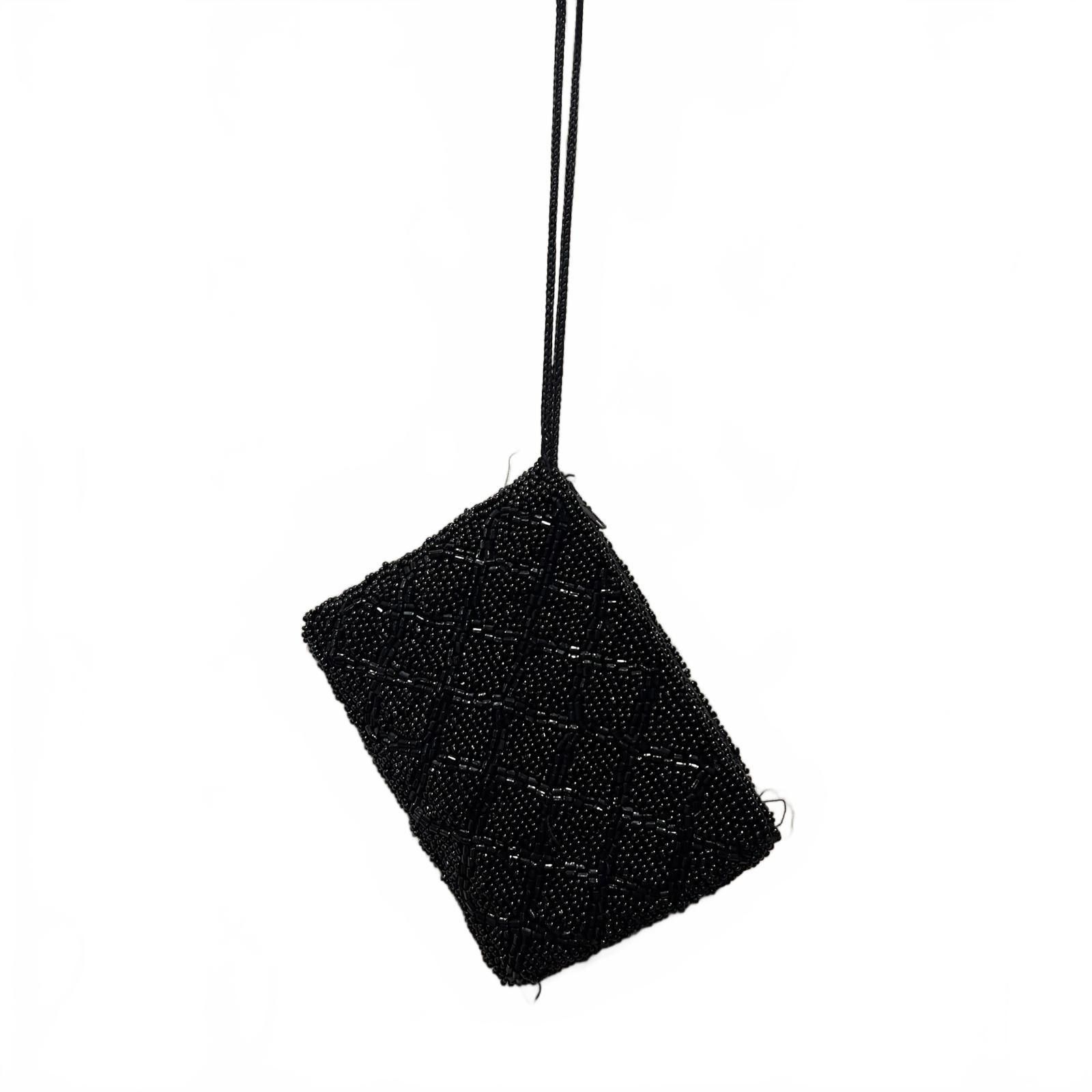 The Unbranded Brand Elegant Black Beaded Wristlet Clutch Size ONE SIZE - 3 Thumbnail