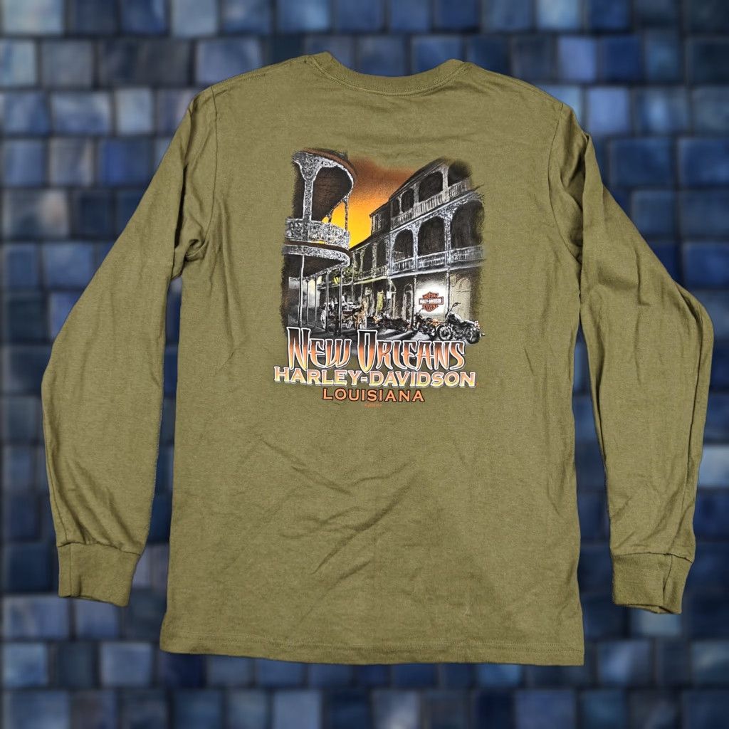Harley Davidson Harley-Davidson Shirt Mens Medium Green New Orleans Long Sleeve Graphic Tee Size US M / EU 48-50 / 2 - 1 Thumbnail